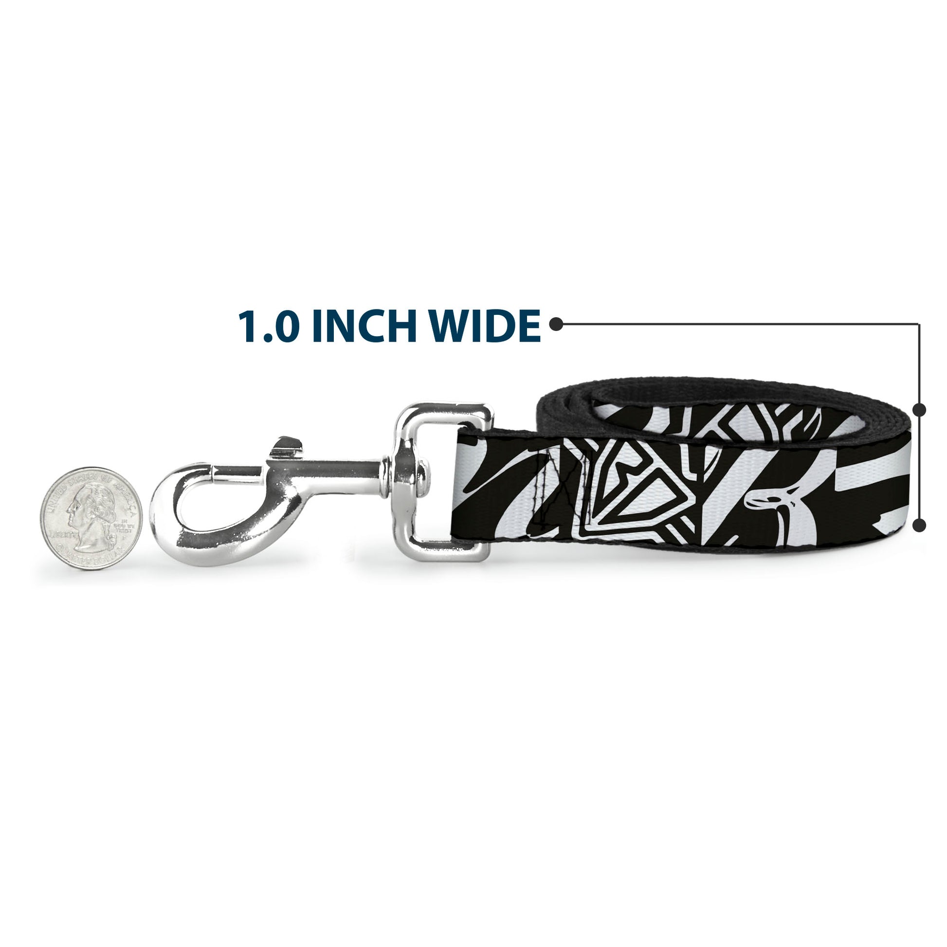 Dog Leash - BD Logo/BUCKLE-DOWN Script Black/White Dog Leashes Buckle-Down