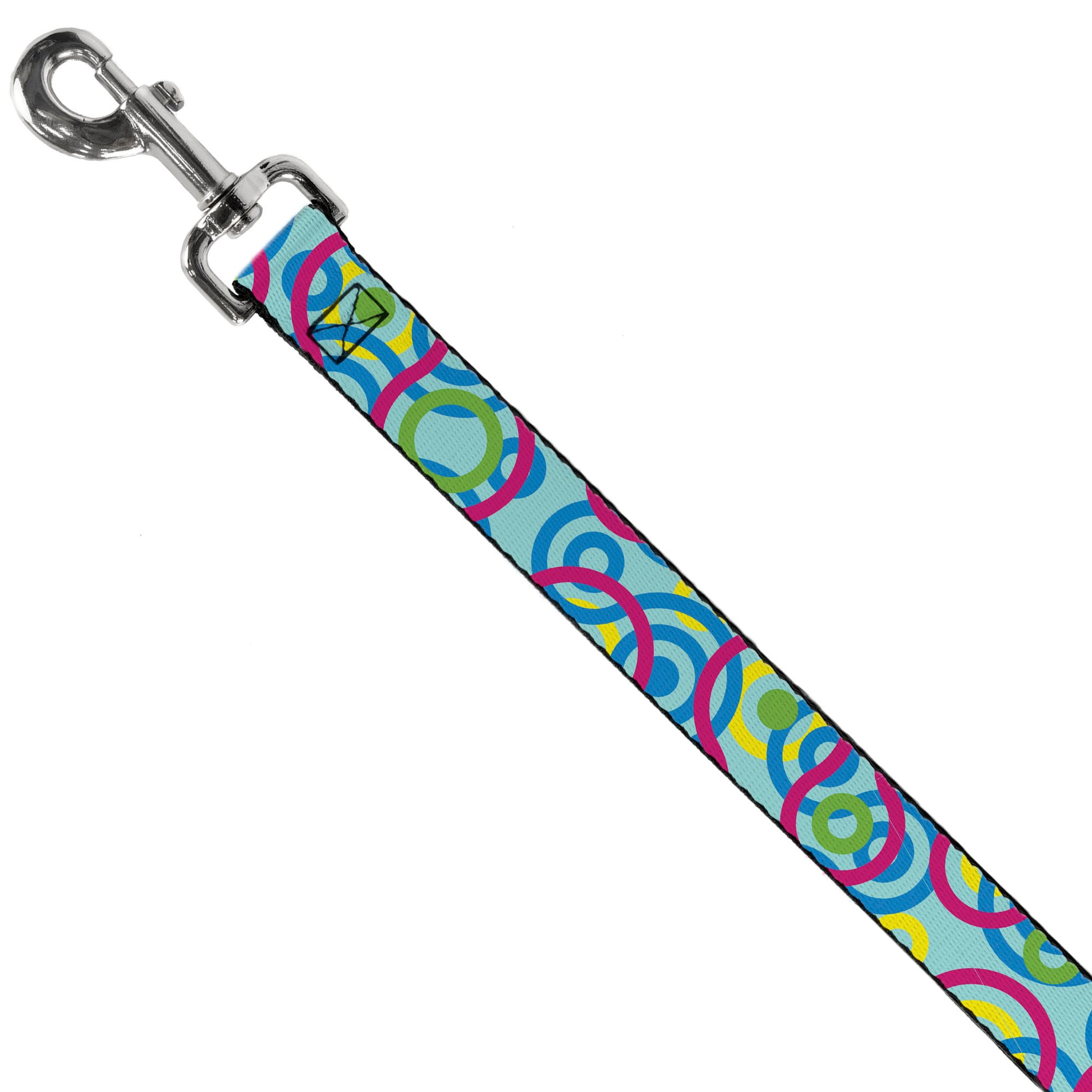 Dog Leash - Bullseye Stacked Swirl Blues/Green/Yellow/Pink Dog Leashes Buckle-Down