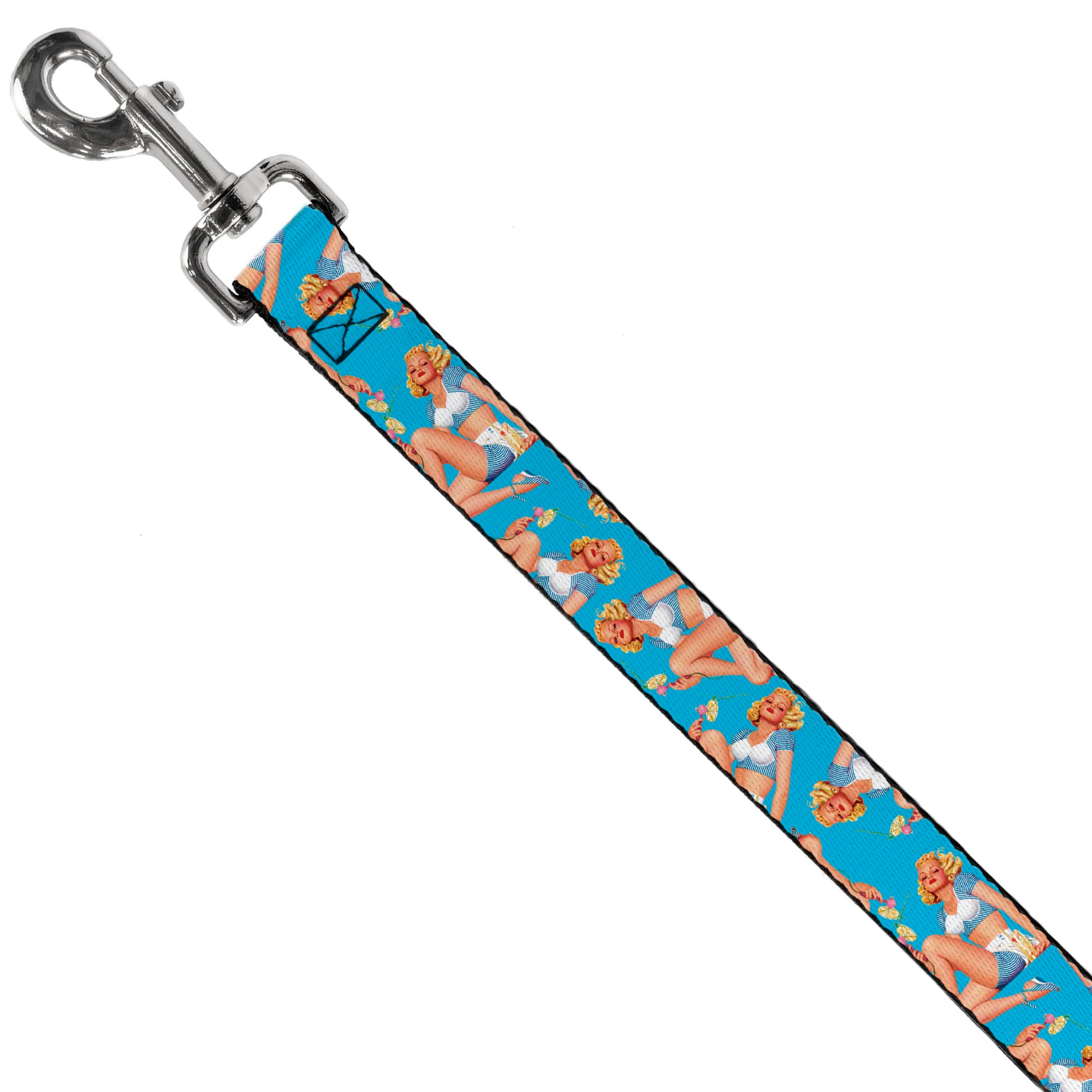 Dog Leash - Blonde Pin Up Girl Bright Blue Dog Leashes Buckle-Down