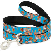 Dog Leash - Blonde Pin Up Girl Bright Blue Dog Leashes Buckle-Down
