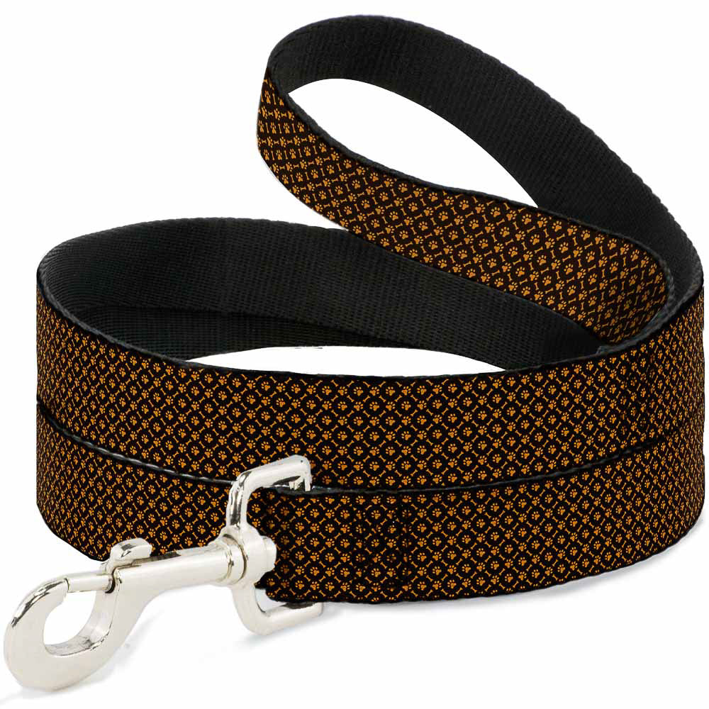 Dog Leash - Bone & Paw Monogram Brown/Orange Dog Leashes Buckle-Down