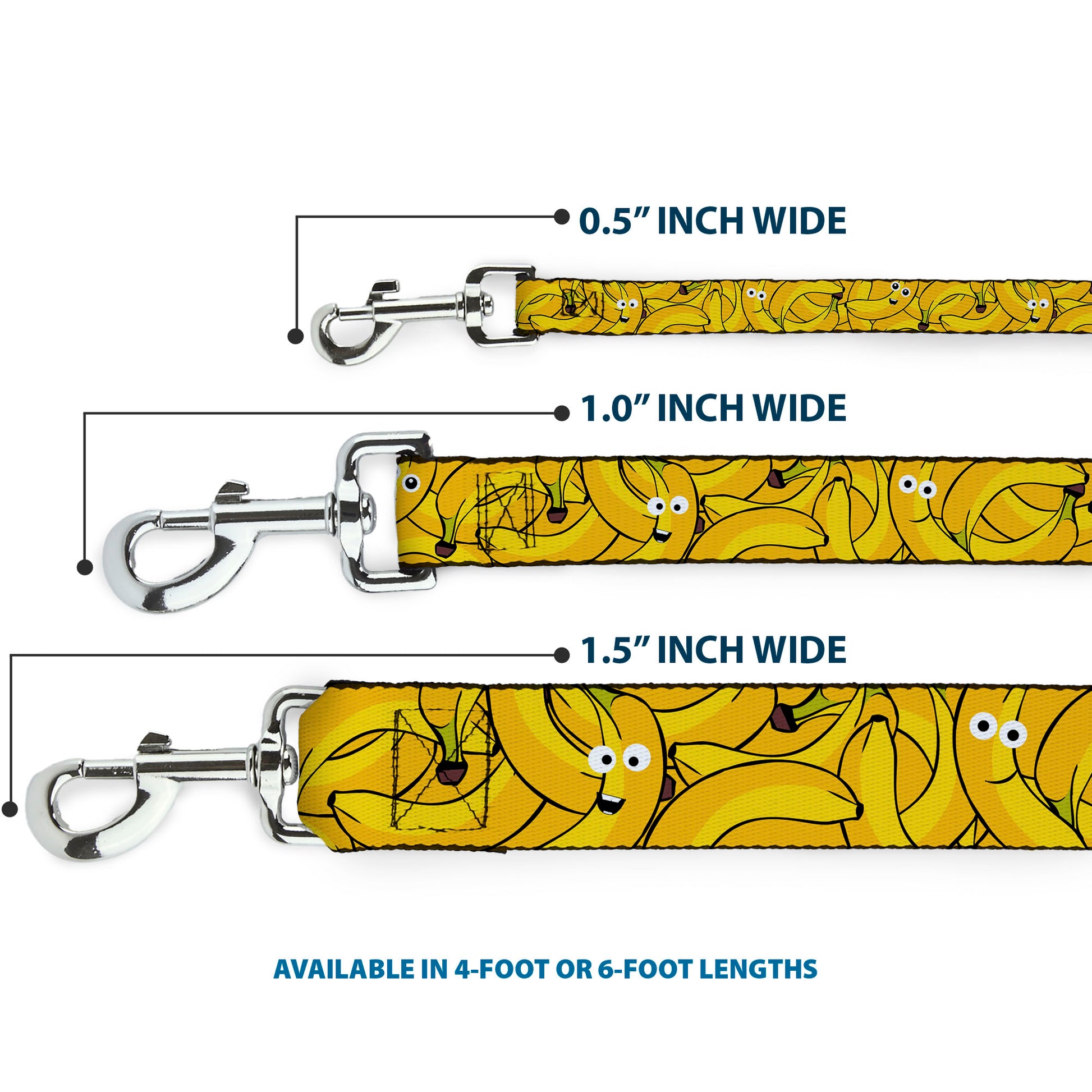 Dog Leash - Bananas Stacked Cartoon Yellows Dog Leashes Buckle-Down