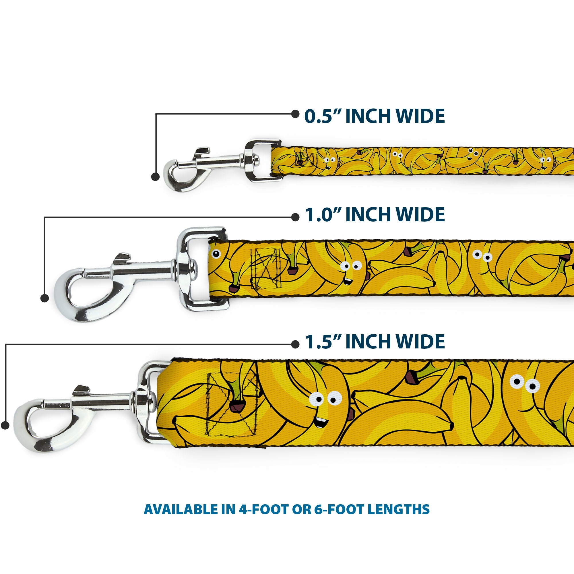 Dog Leash - Bananas Stacked Cartoon Yellows Dog Leashes Buckle-Down