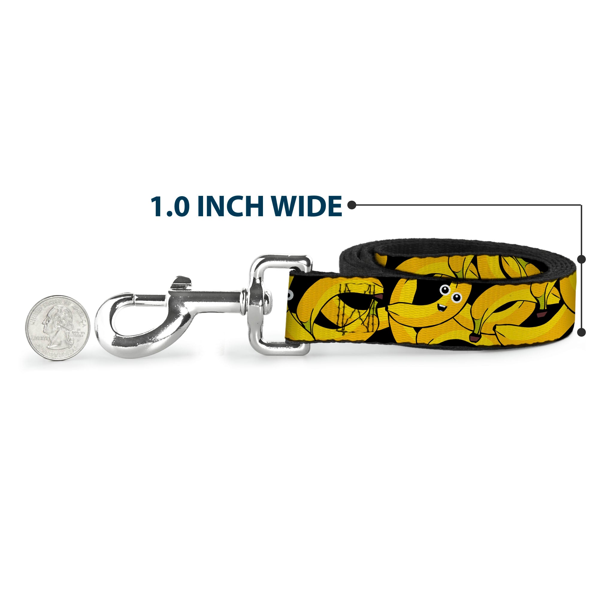 Dog Leash - Bananas Stacked Cartoon Black//Yellows Dog Leashes Buckle-Down
