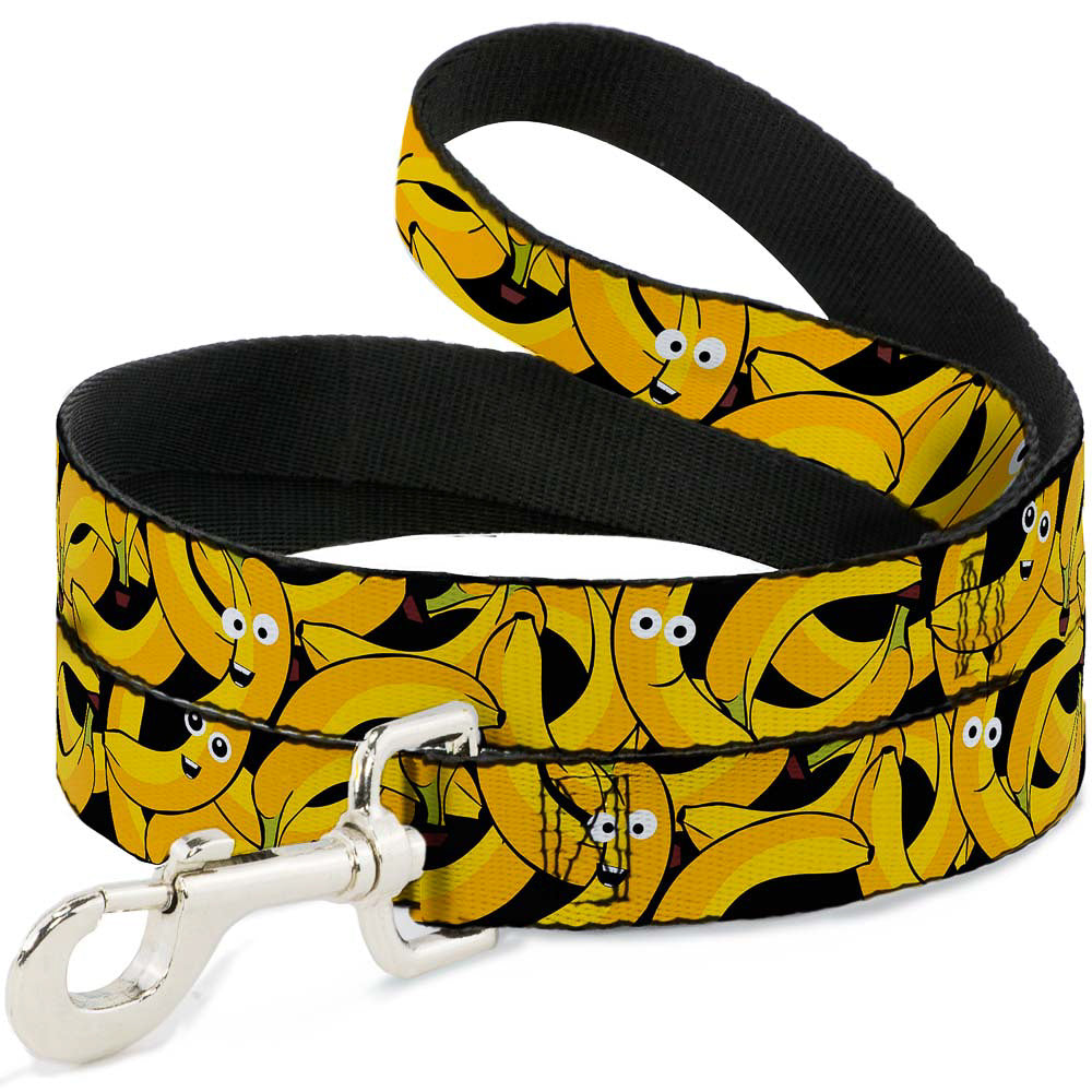 Dog Leash - Bananas Stacked Cartoon Black//Yellows Dog Leashes Buckle-Down