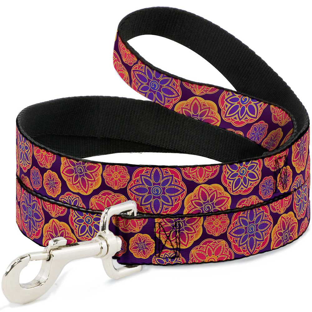 Dog Leash - Boho Mandala Purples/Oranges/Pinks Dog Leashes Buckle-Down