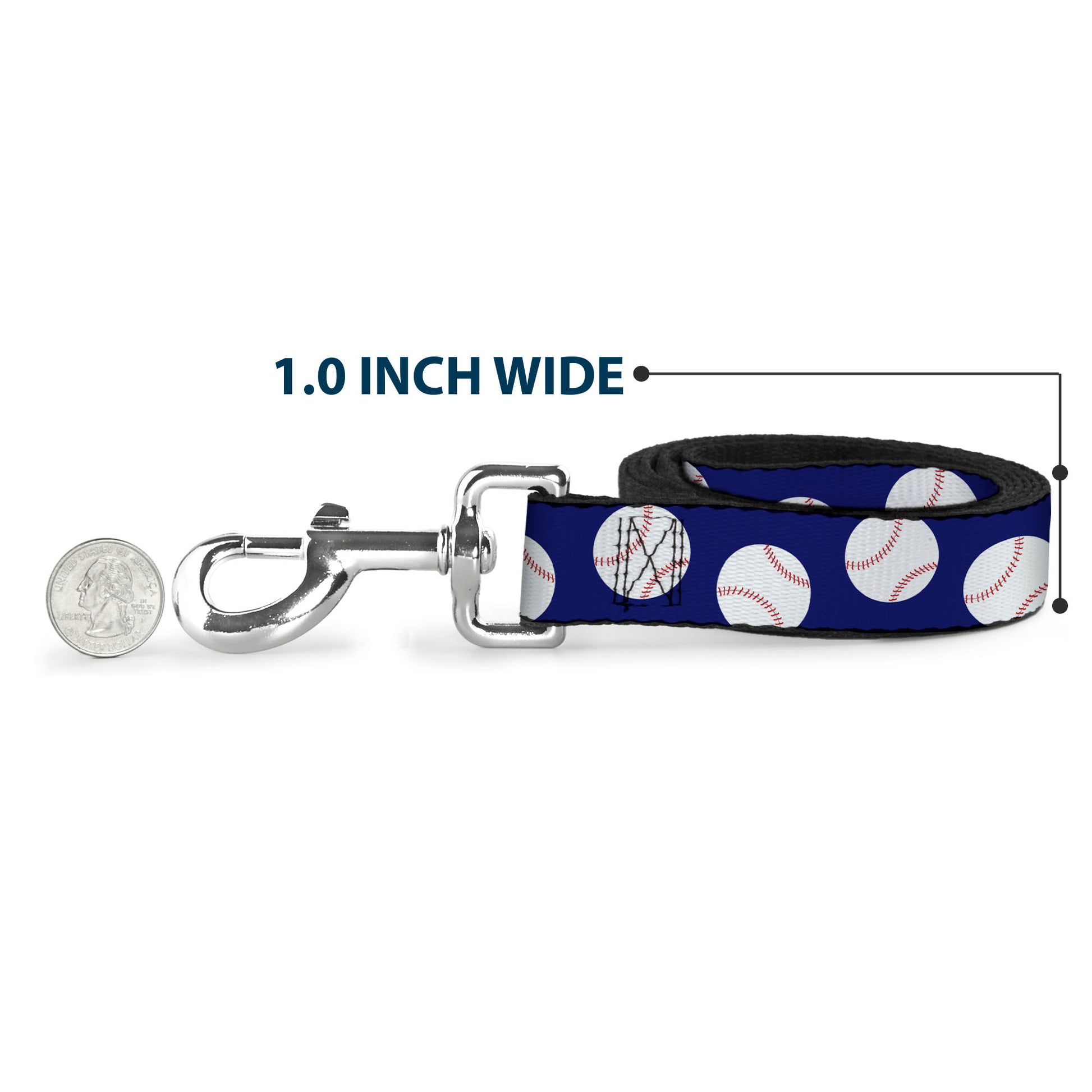 Dog Leash - Baseballs Scattered Blue Dog Leashes Buckle-Down