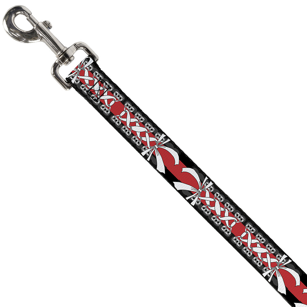 Dog Leash - Corset Lace Up w/Bow Black/Red Dog Leashes Buckle-Down