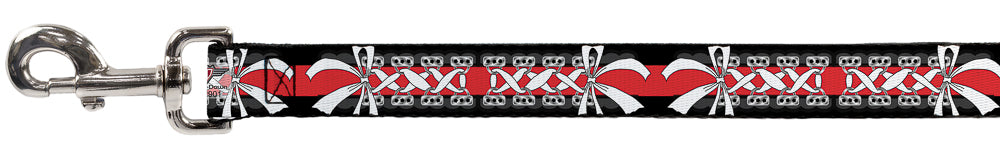 Dog Leash - Corset Lace Up w/Bow Black/Red Dog Leashes Buckle-Down