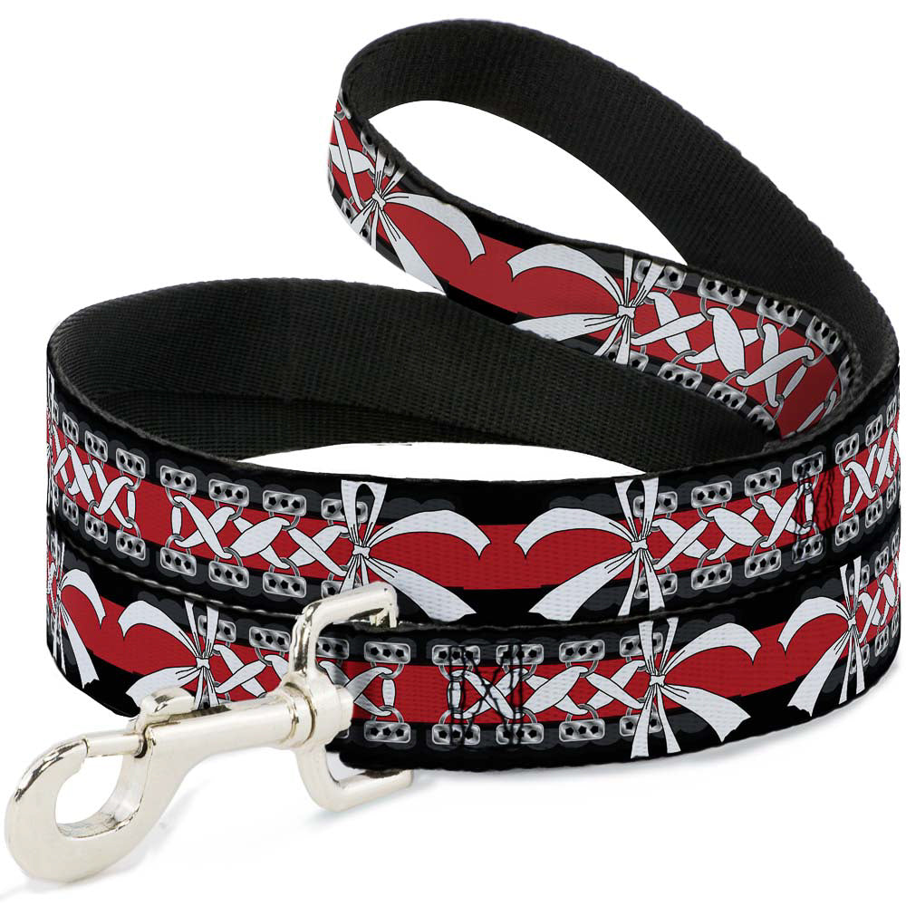 Dog Leash - Corset Lace Up w/Bow Black/Red Dog Leashes Buckle-Down