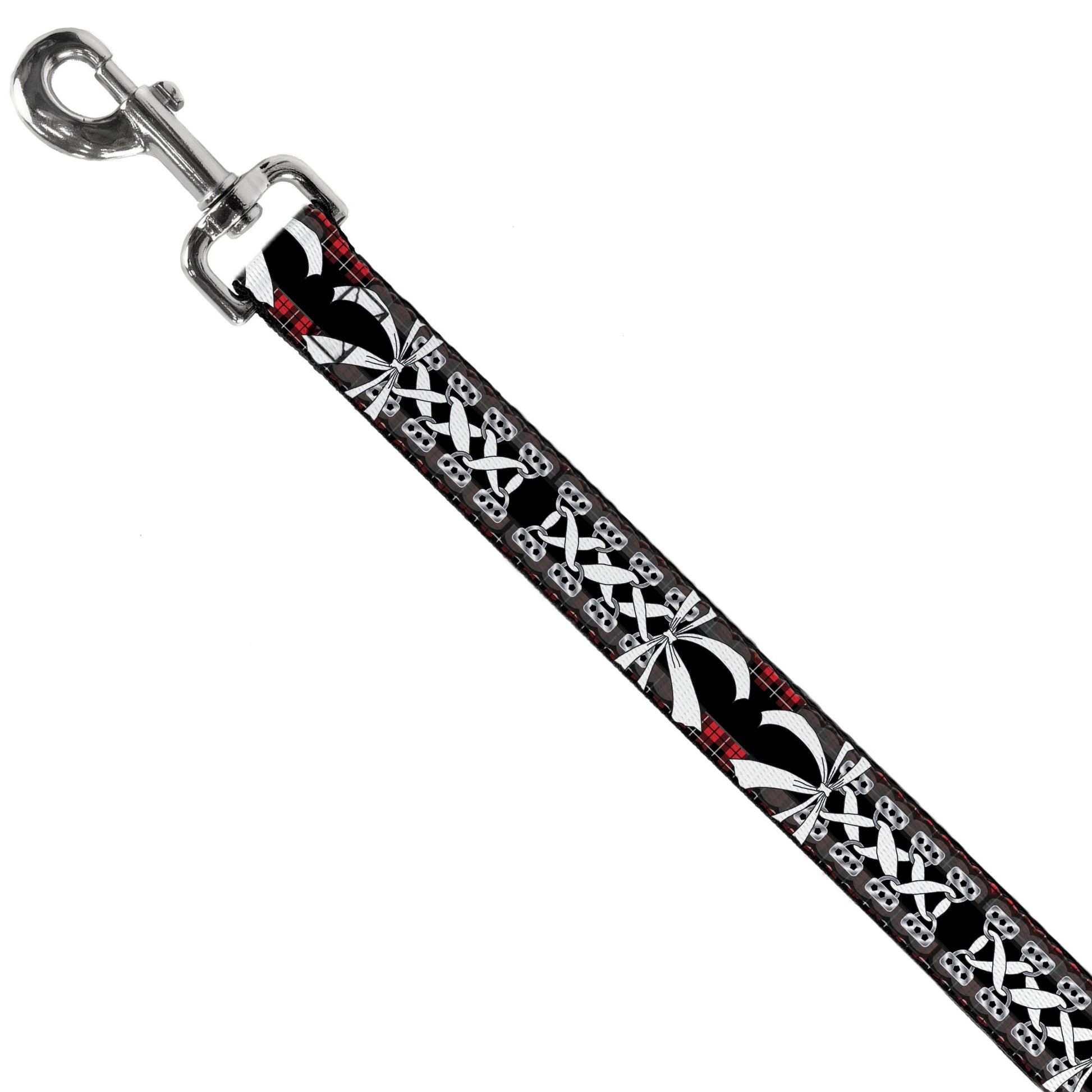 Dog Leash - Corset Lace Up w/Bow Red Plaid/Black Dog Leashes Buckle-Down