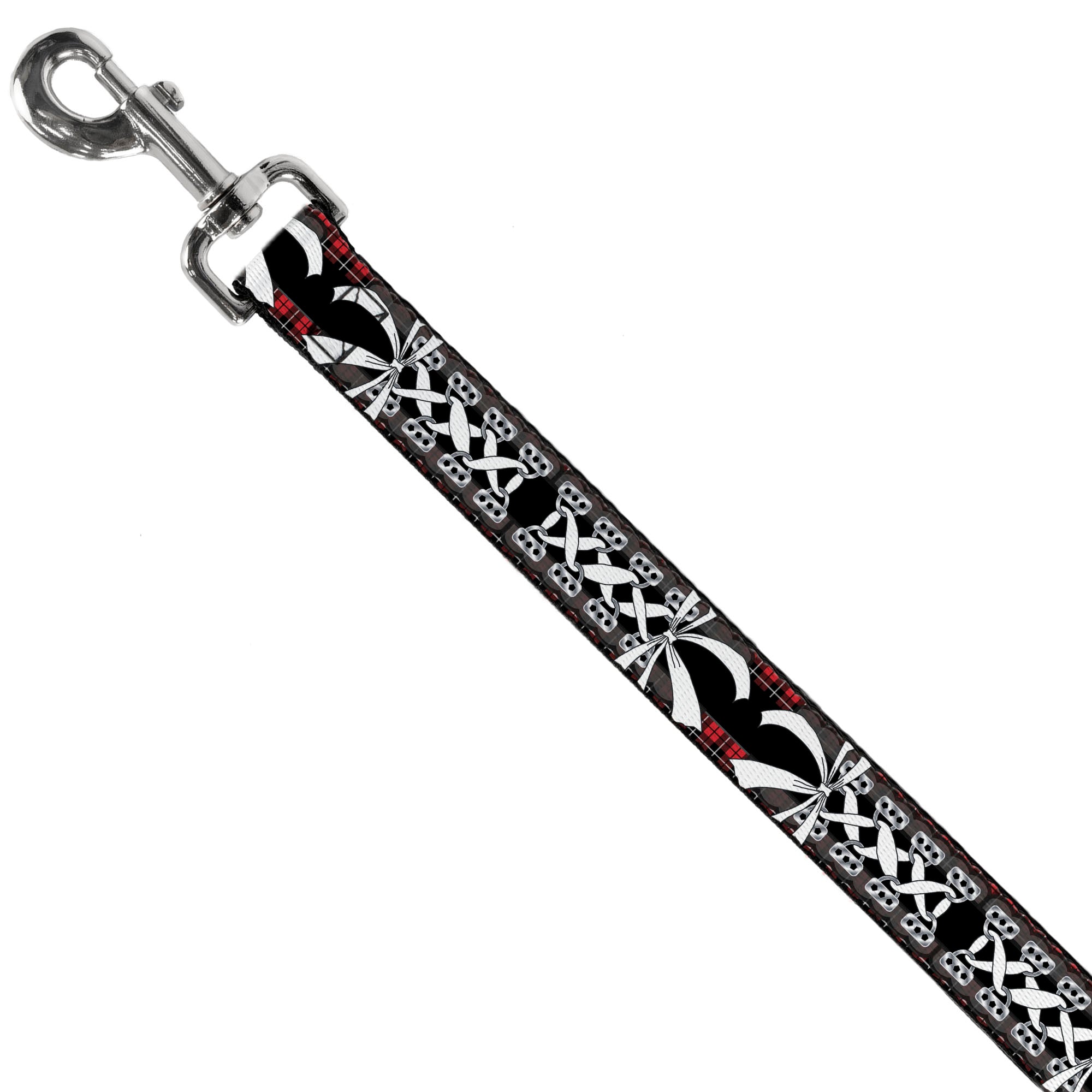 Dog Leash - Corset Lace Up w/Bow Red Plaid/Black Dog Leashes Buckle-Down