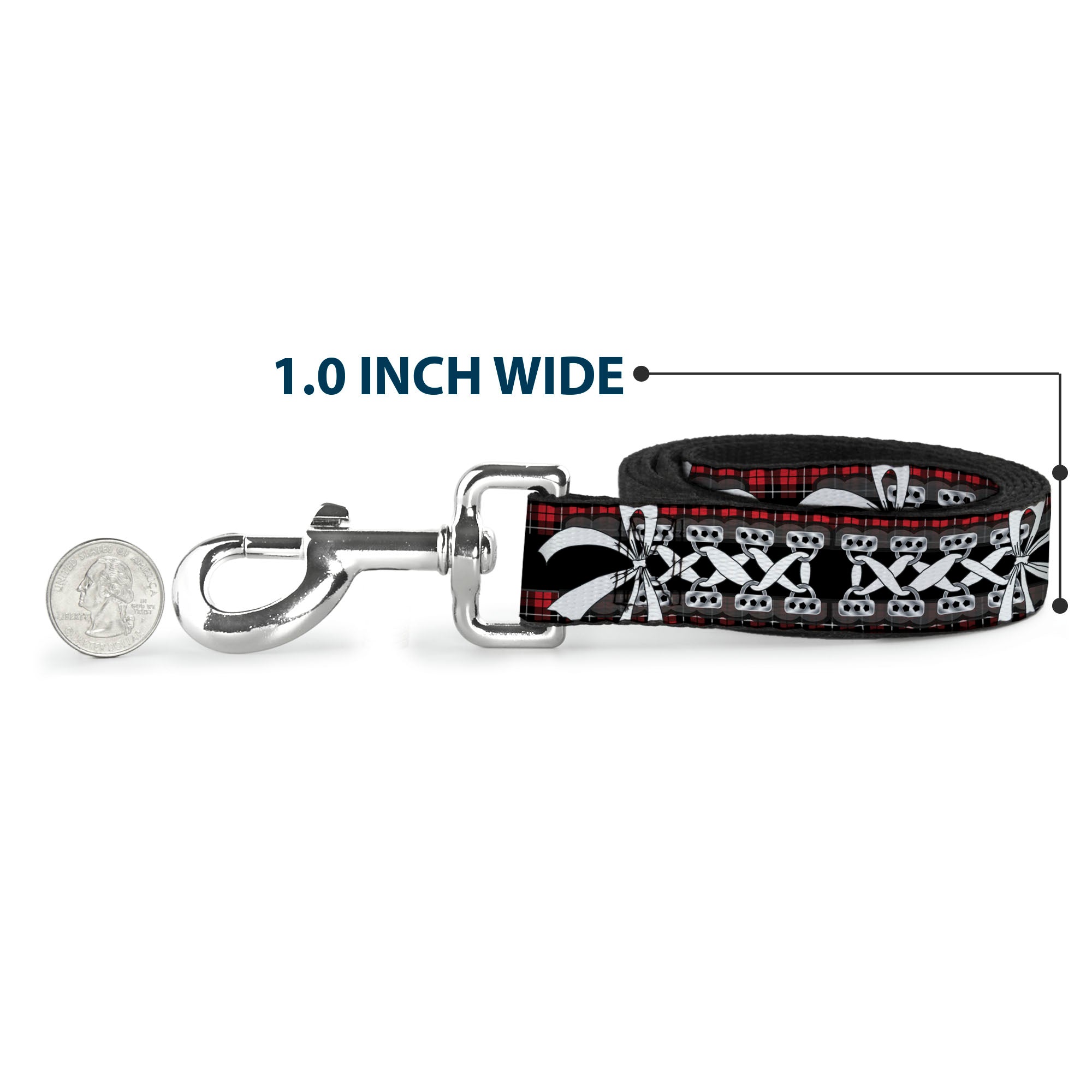 Dog Leash - Corset Lace Up w/Bow Red Plaid/Black Dog Leashes Buckle-Down