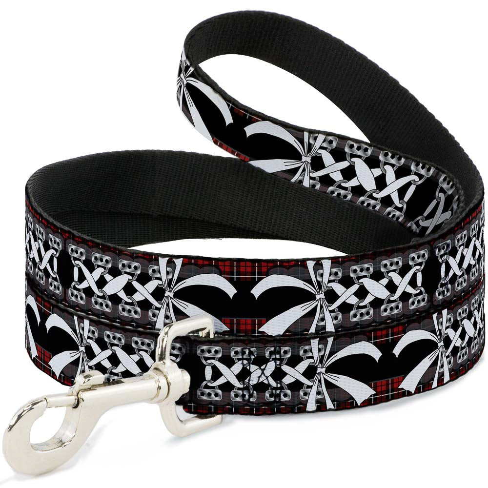 Dog Leash - Corset Lace Up w/Bow Red Plaid/Black Dog Leashes Buckle-Down