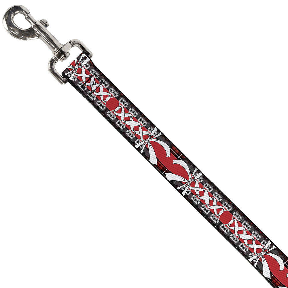 Dog Leash - Corset Lace Up w/Bow Red Plaid/Red Dog Leashes Buckle-Down