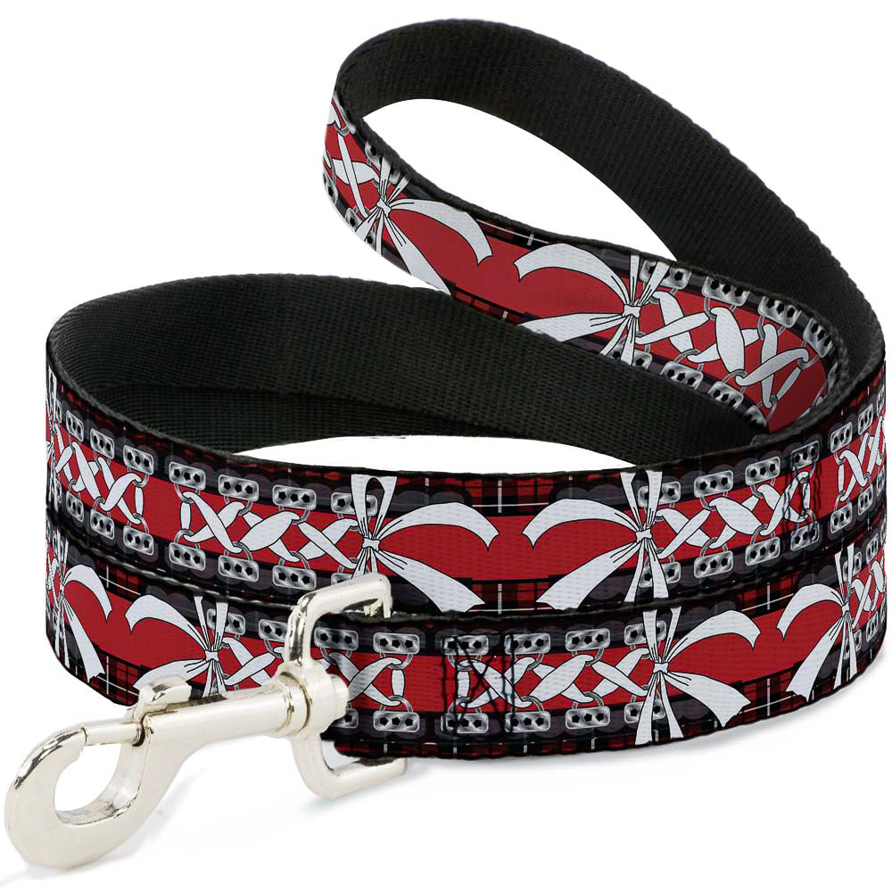 Dog Leash - Corset Lace Up w/Bow Red Plaid/Red Dog Leashes Buckle-Down