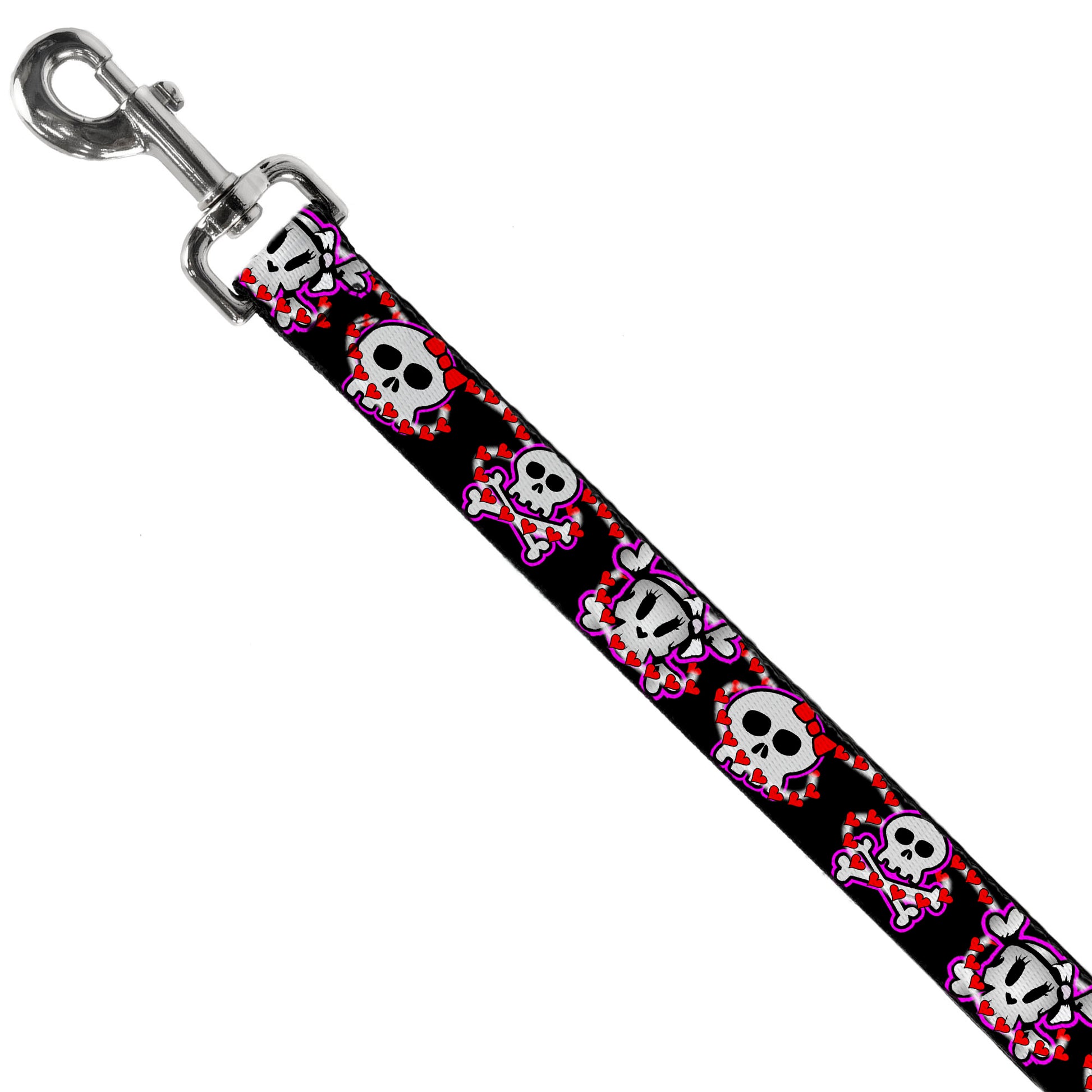 Dog Leash - Cute Skulls w/Hearts Dog Leashes Buckle-Down