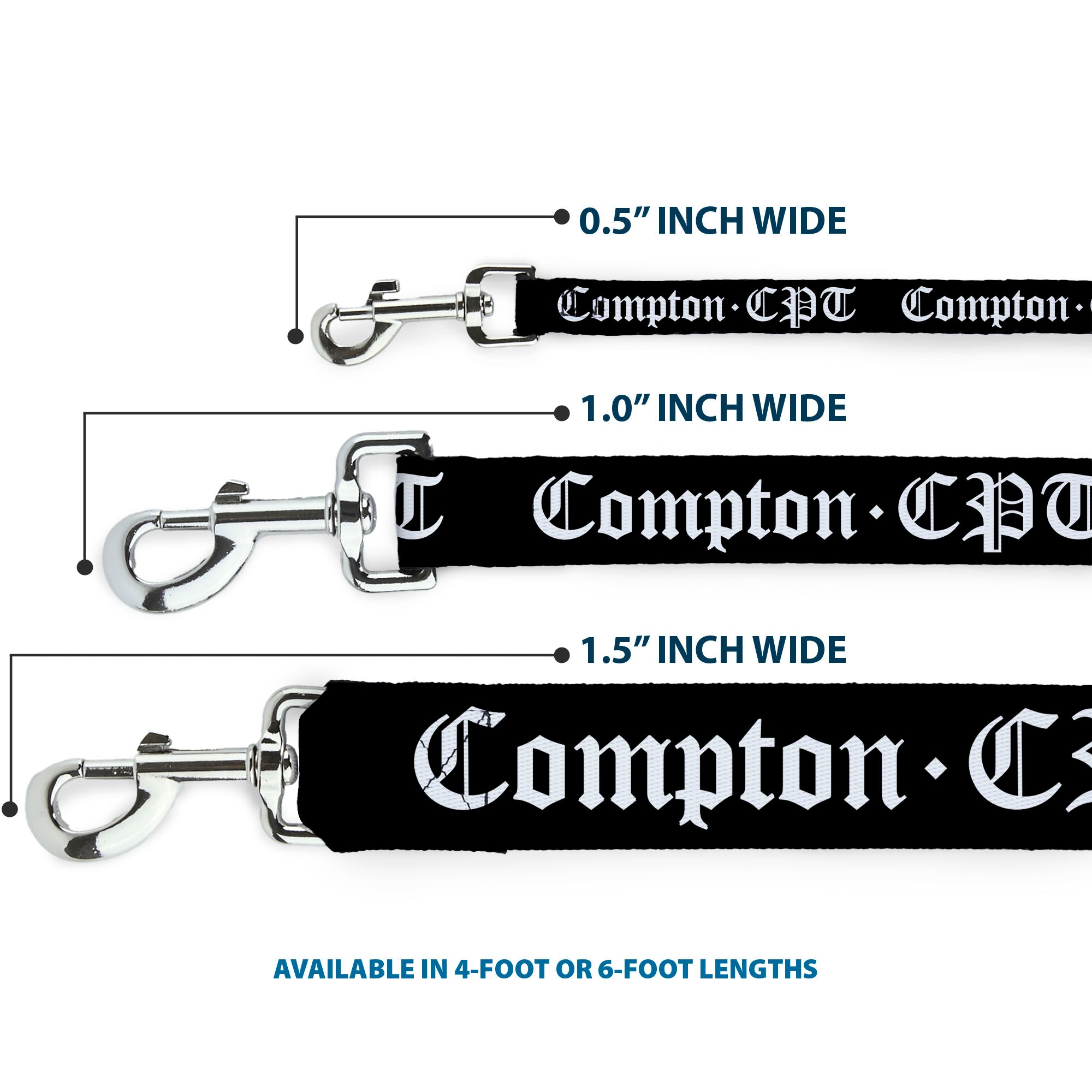 Dog Leash - COMPTON-CPT Black/White Dog Leashes Buckle-Down