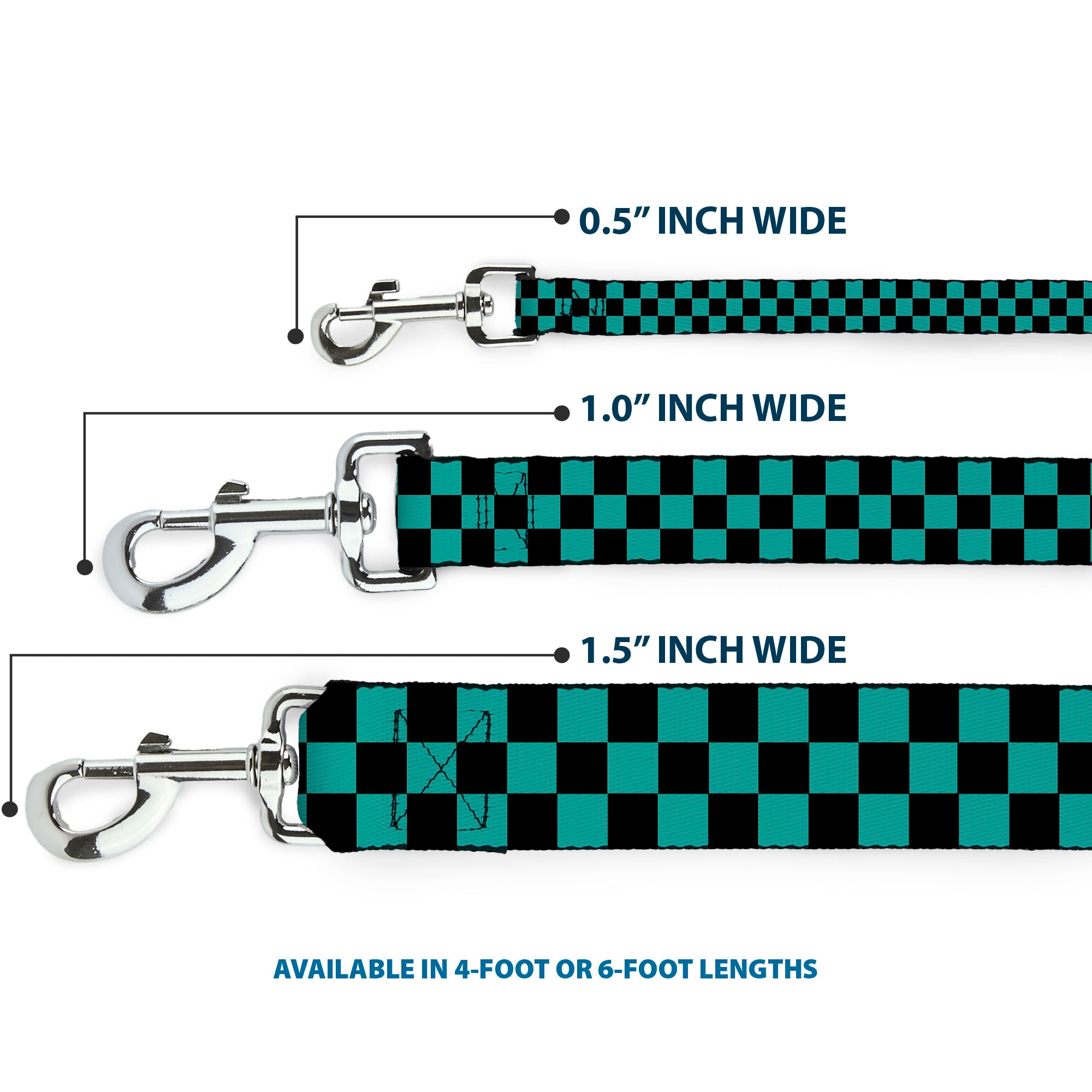Dog Leash - Checker Black/Teal Dog Leashes Buckle-Down