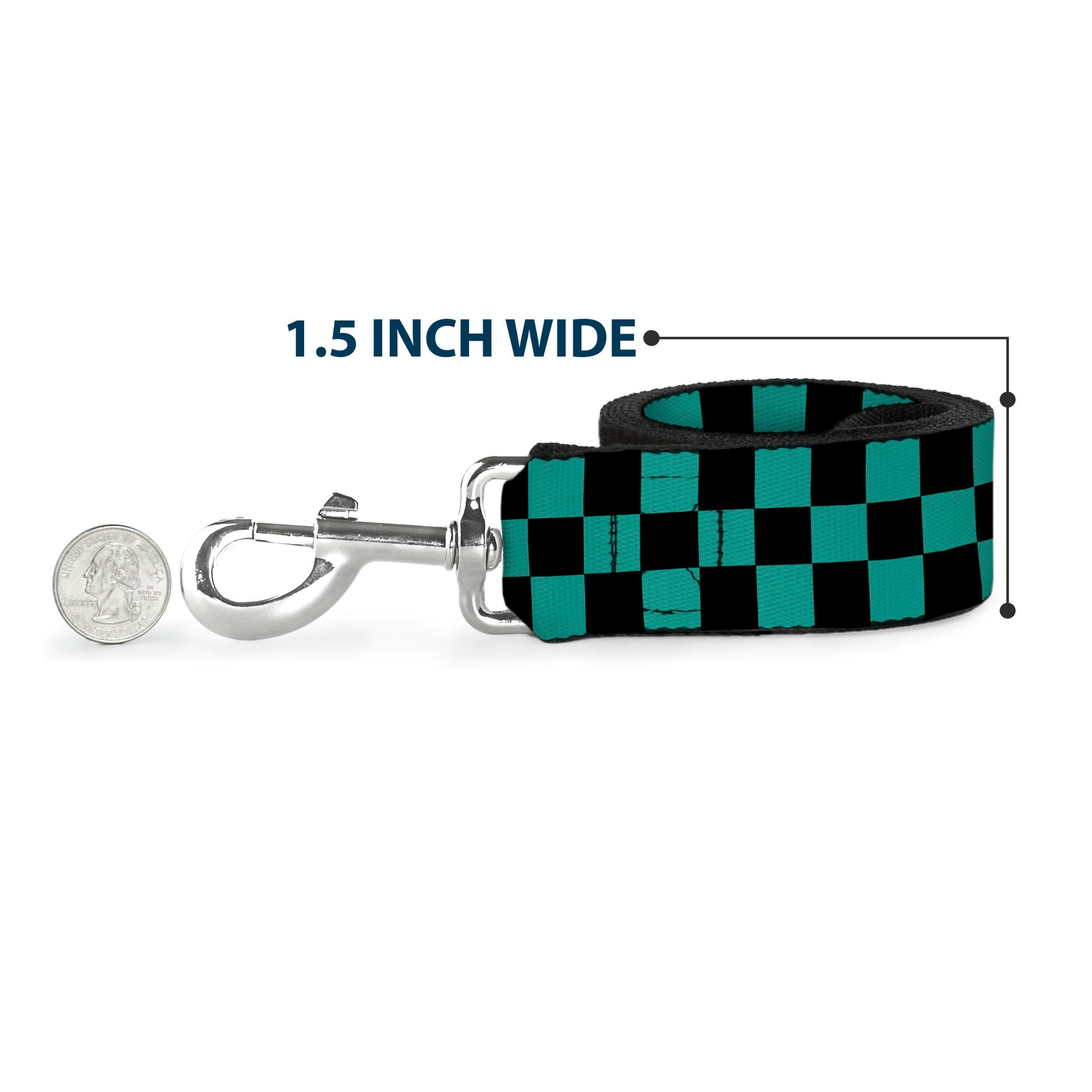 Dog Leash - Checker Black/Teal Dog Leashes Buckle-Down