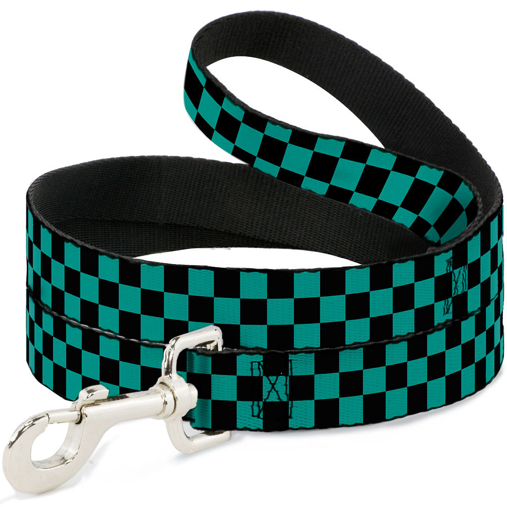 Dog Leash - Checker Black/Teal Dog Leashes Buckle-Down