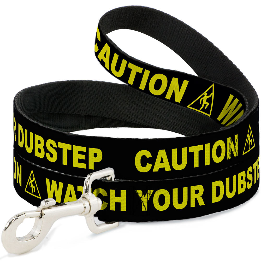 Dog Leash - CAUTION WATCH YOUR DUBSTEP Black/Yellow Dog Leashes Buckle-Down