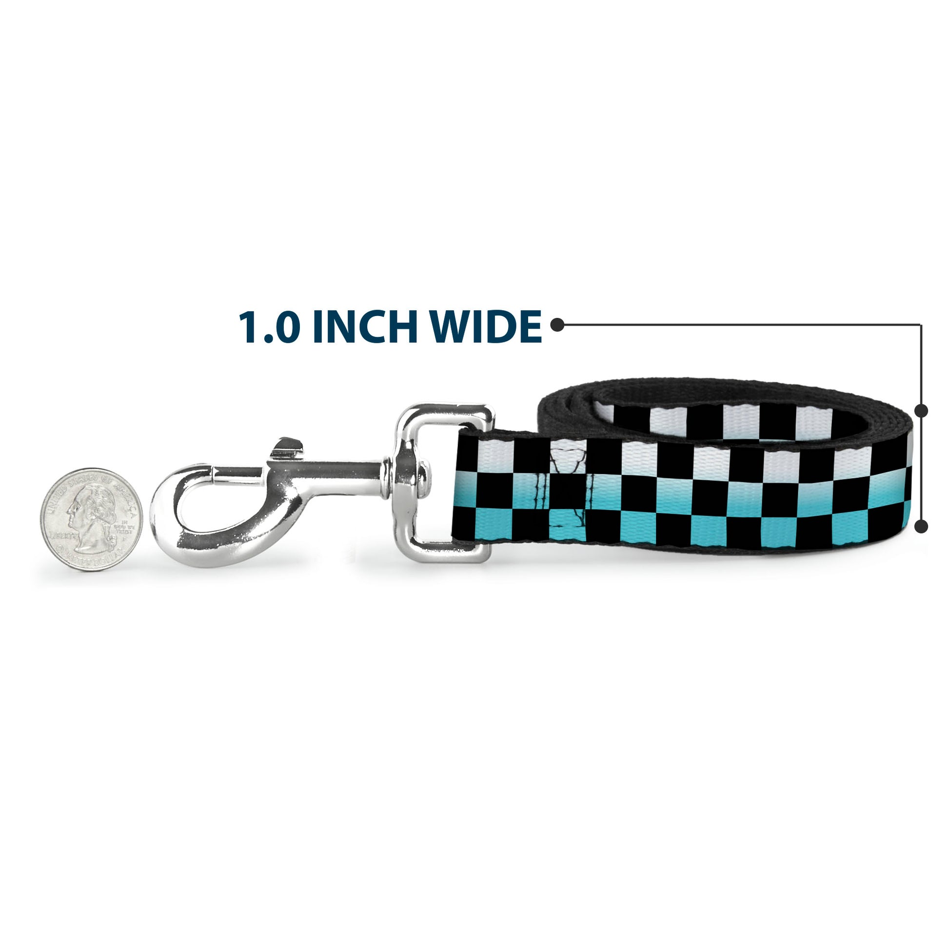 Dog Leash - Checker Black/Ombre Turquoise Dog Leashes Buckle-Down