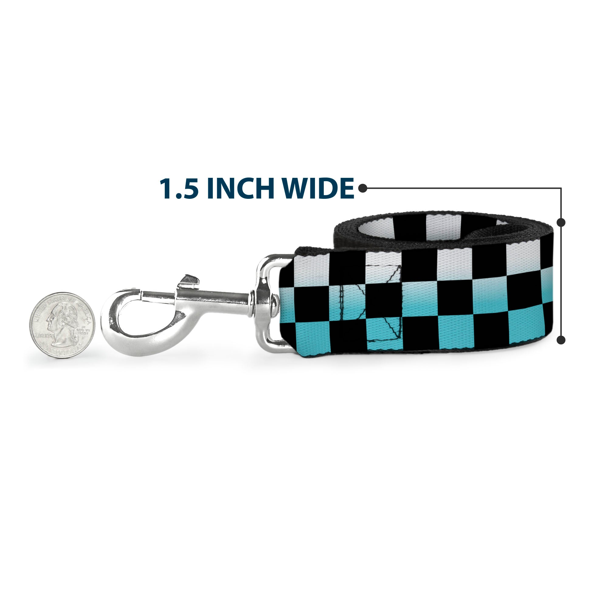 Dog Leash - Checker Black/Ombre Turquoise Dog Leashes Buckle-Down