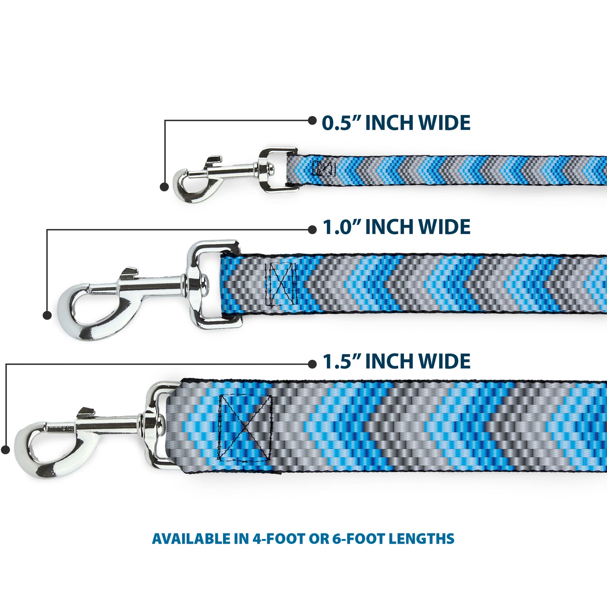 Dog Leash - Chevron Weave Grays/Blues Dog Leashes Buckle-Down