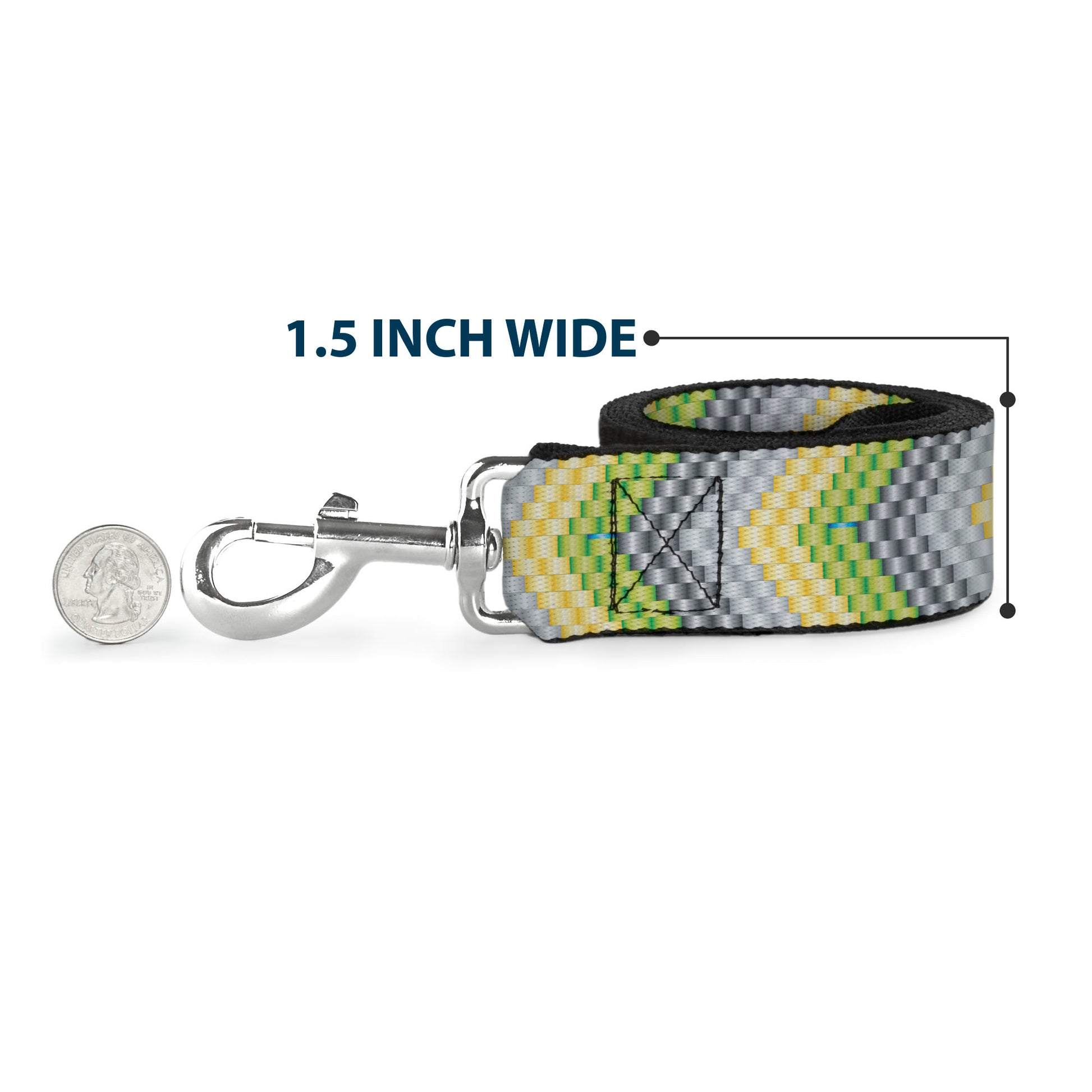 Dog Leash - Chevron Weave Grays/Yellow/Green Dog Leashes Buckle-Down