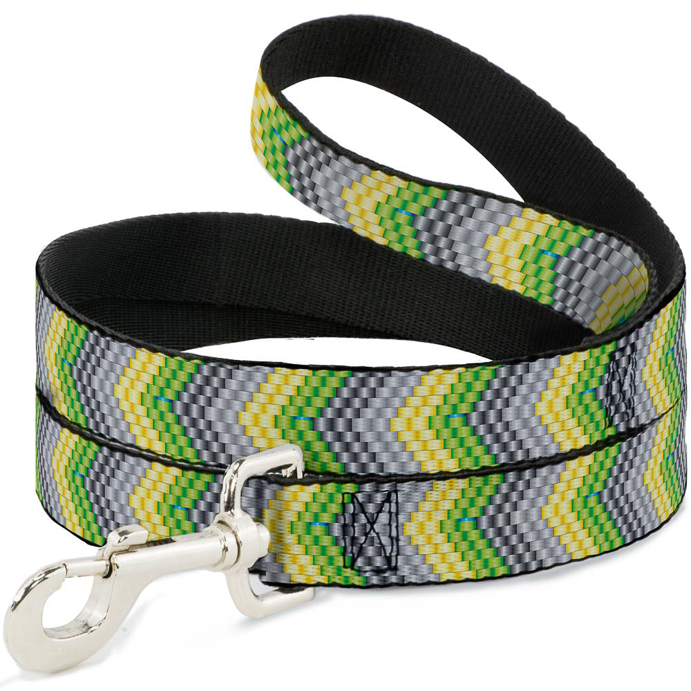 Dog Leash - Chevron Weave Grays/Yellow/Green Dog Leashes Buckle-Down