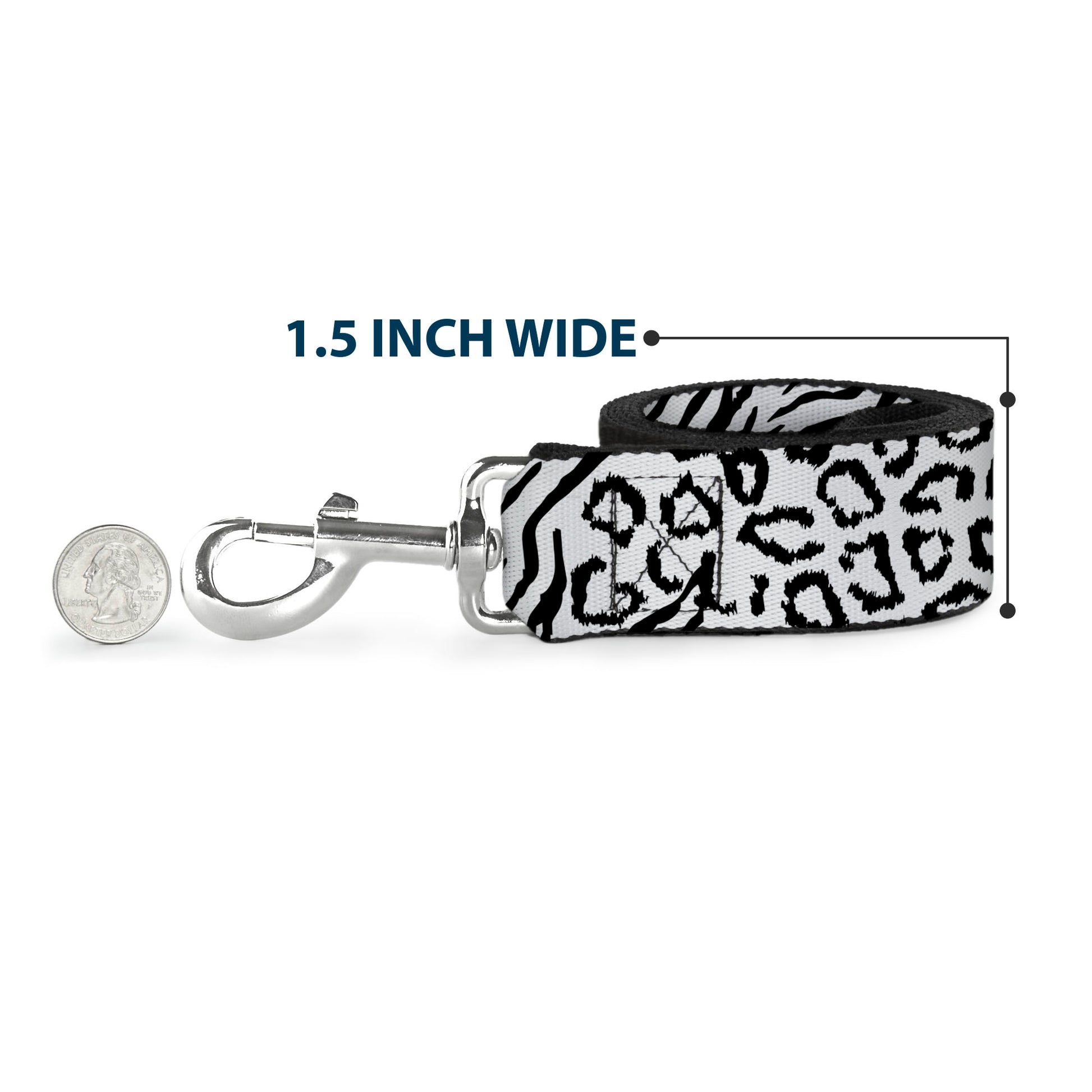 Dog Leash - Cheebra White/Black Dog Leashes Buckle-Down