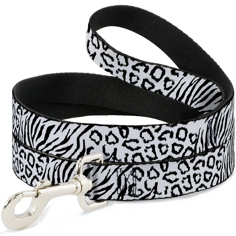 Dog Leash - Cheebra White/Black Dog Leashes Buckle-Down