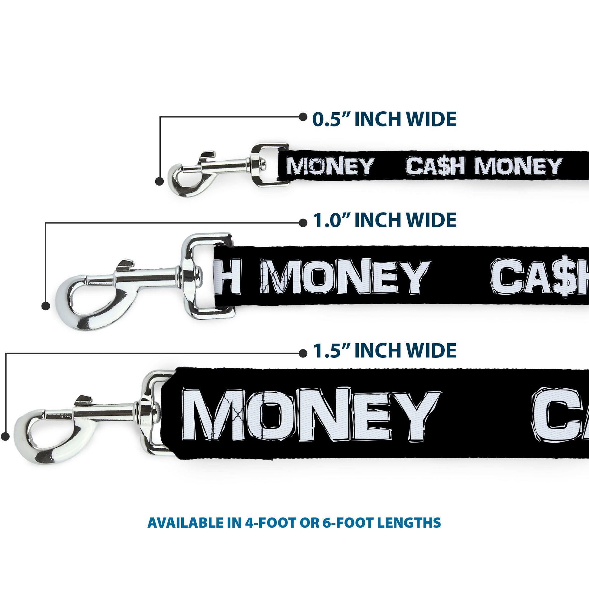 Dog Leash - CA$H MONEY Black/White Dog Leashes Buckle-Down