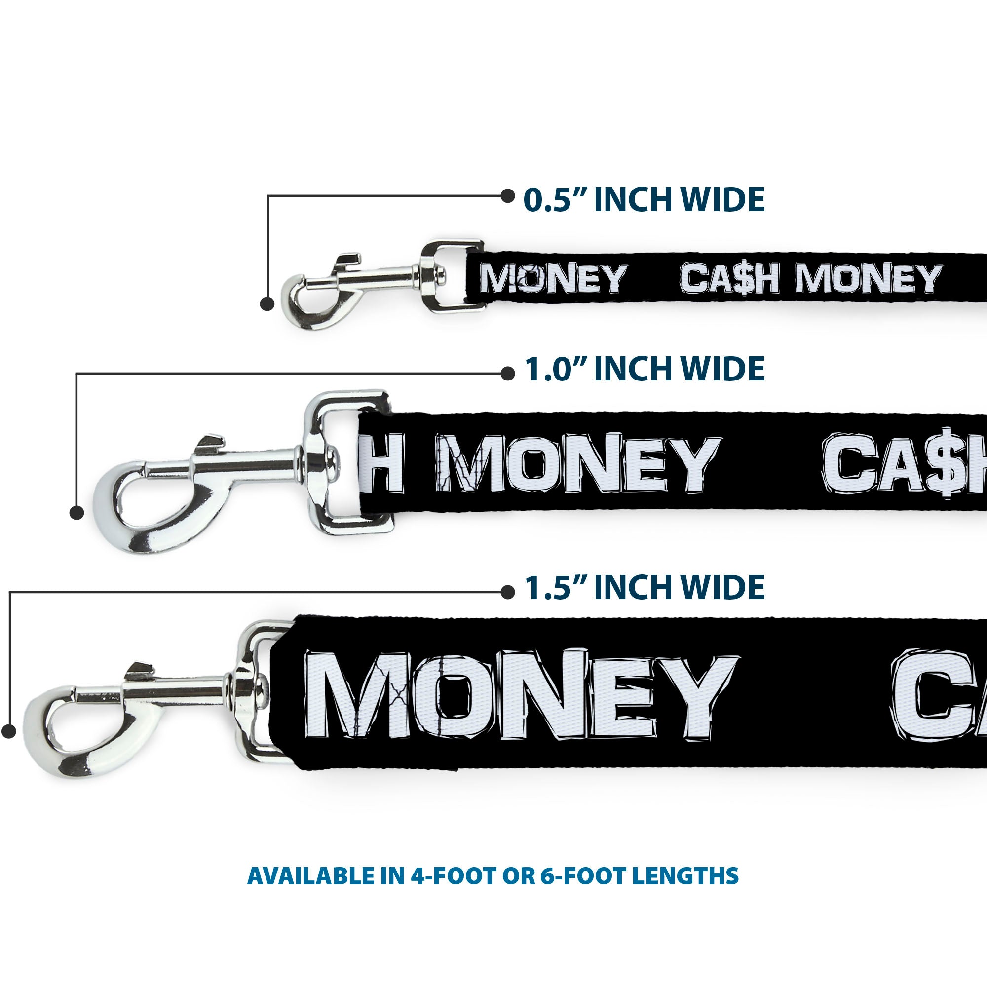 Dog Leash - CA$H MONEY Black/White Dog Leashes Buckle-Down
