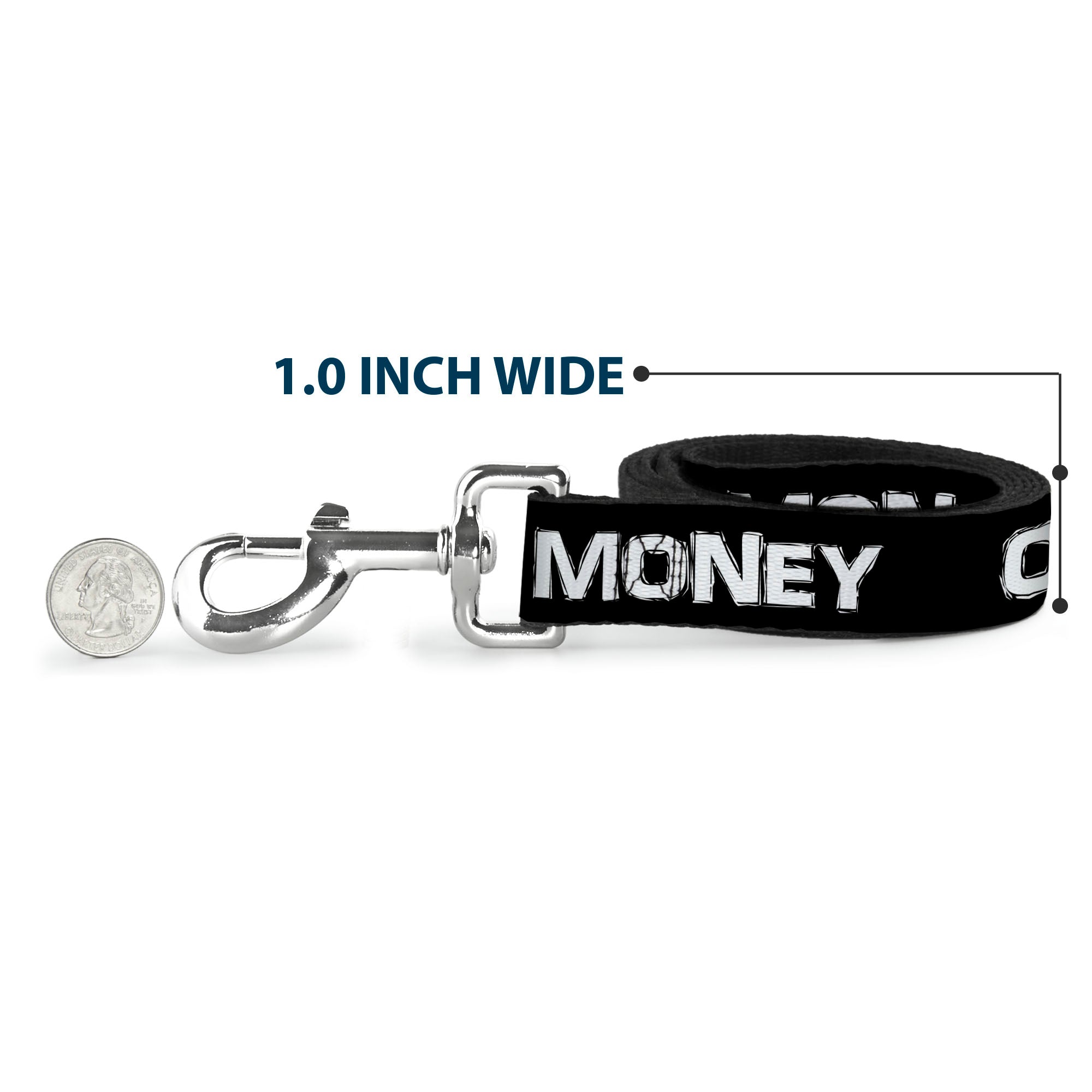 Dog Leash - CA$H MONEY Black/White Dog Leashes Buckle-Down