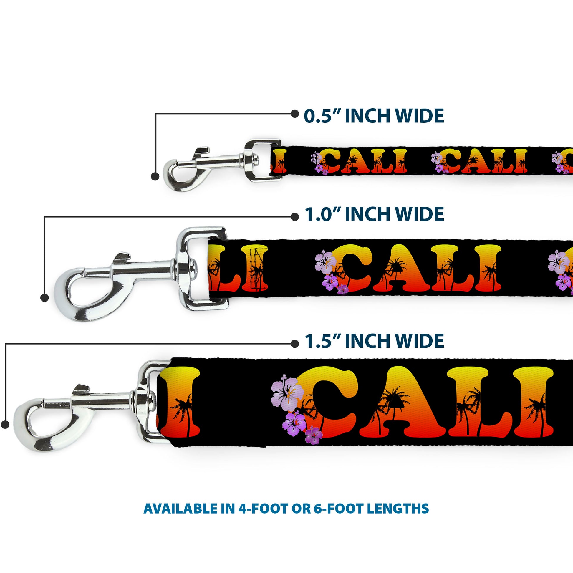 Dog Leash - CALI Tropical Black/Multi Color Dog Leashes Buckle-Down