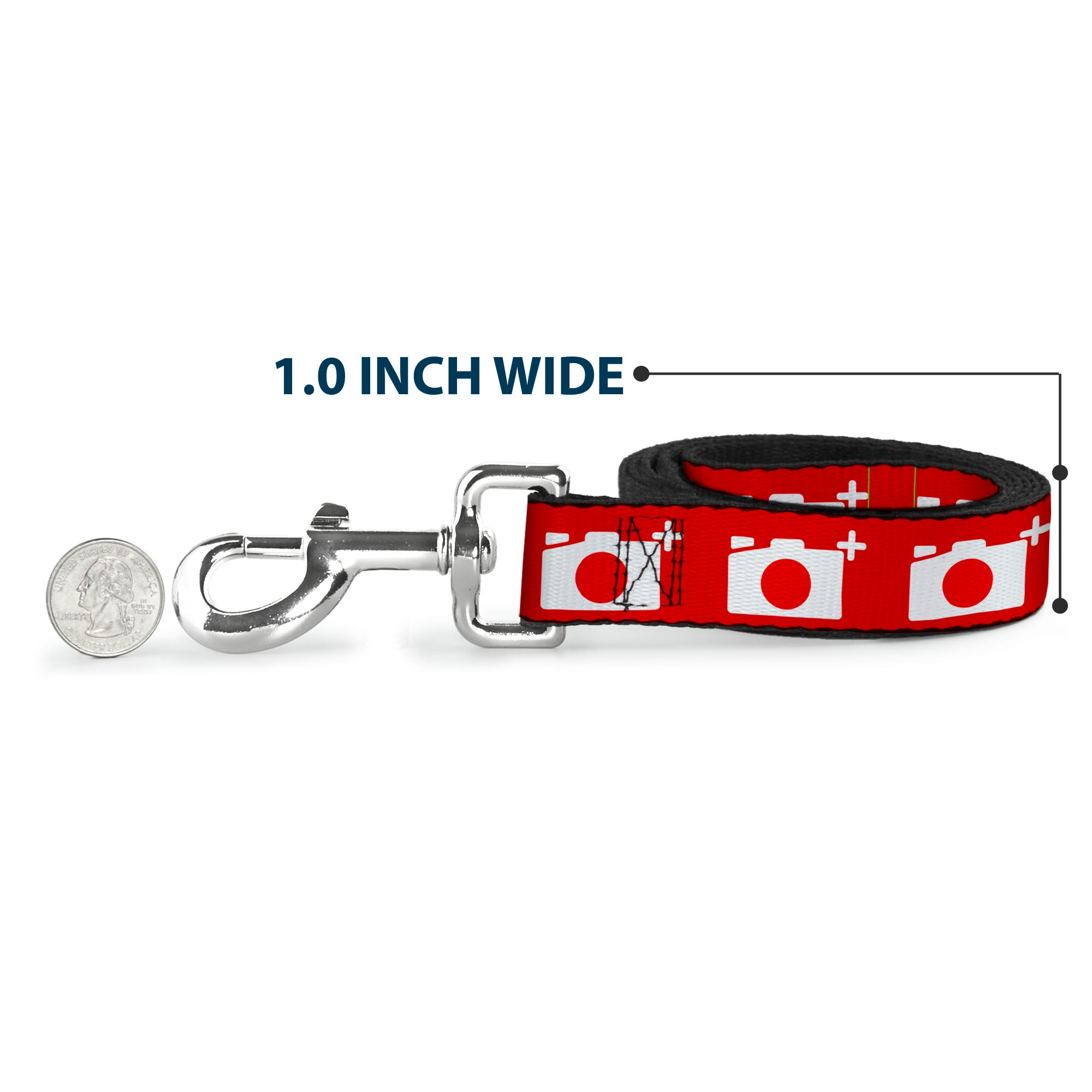 Dog Leash - Camera Red/White Dog Leashes Buckle-Down