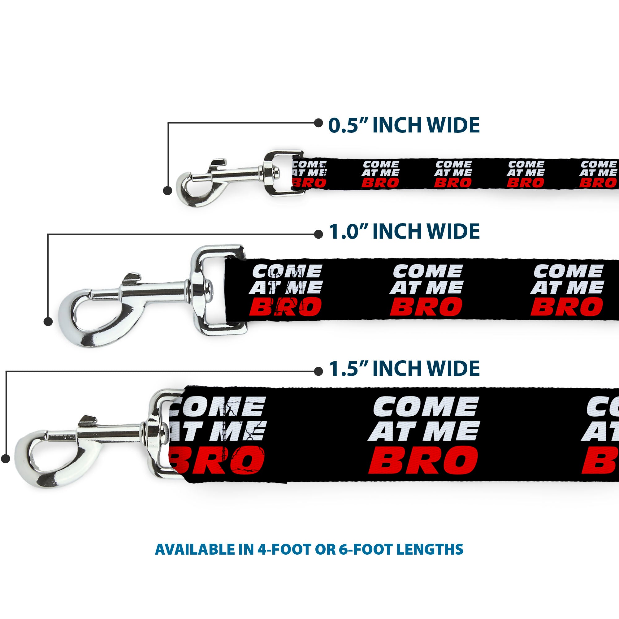 Dog Leash - COME-AT ME-BRO Black/White/Red Dog Leashes Buckle-Down