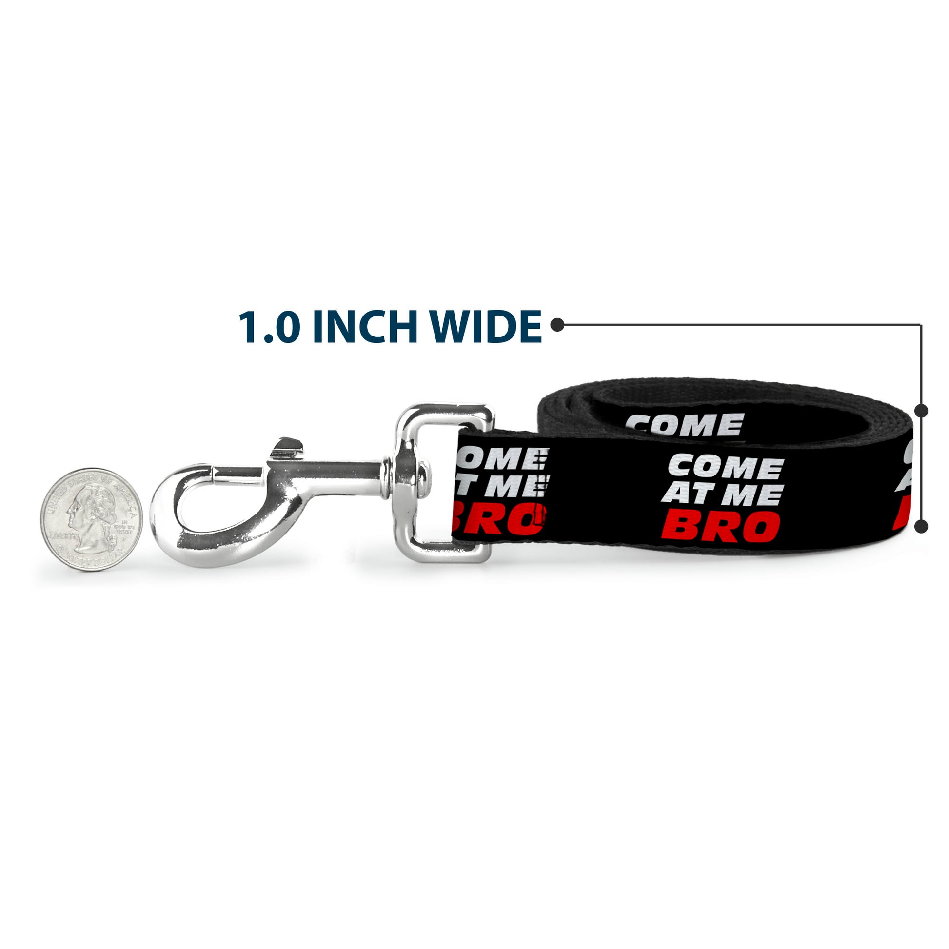 Dog Leash - COME-AT ME-BRO Black/White/Red Dog Leashes Buckle-Down
