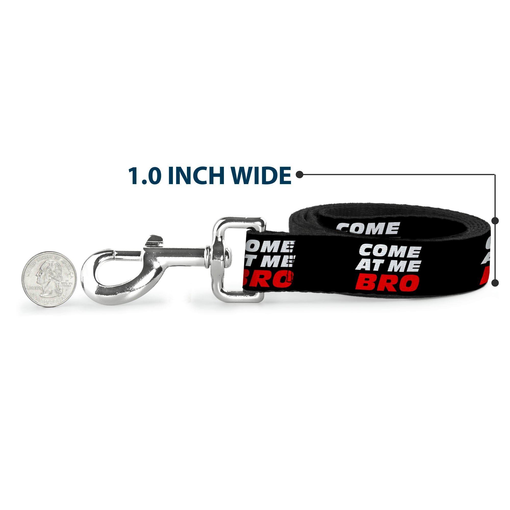 Dog Leash - COME-AT ME-BRO Black/White/Red Dog Leashes Buckle-Down