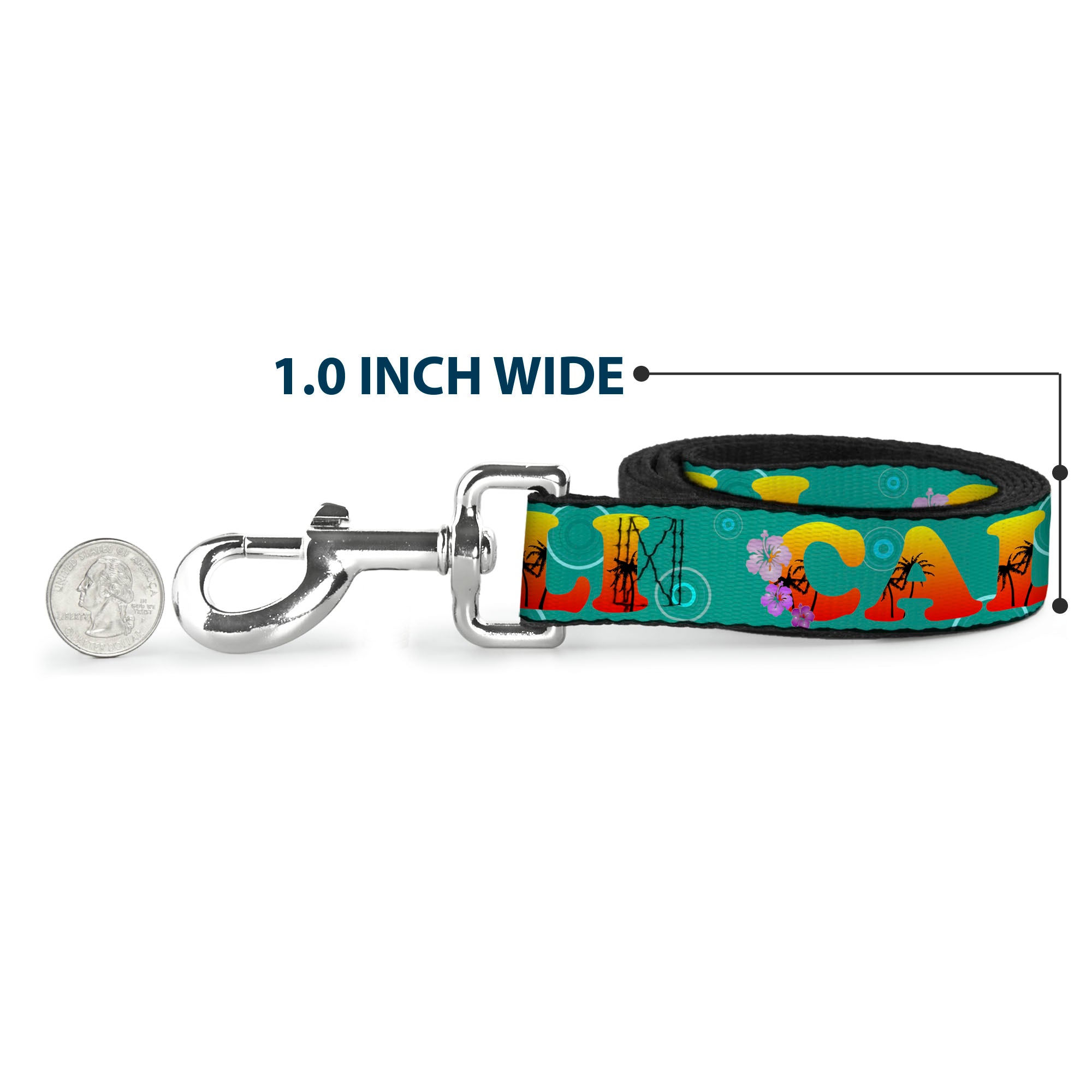 Dog Leash - CALI Tropical Aqua/Multi Color Dog Leashes Buckle-Down