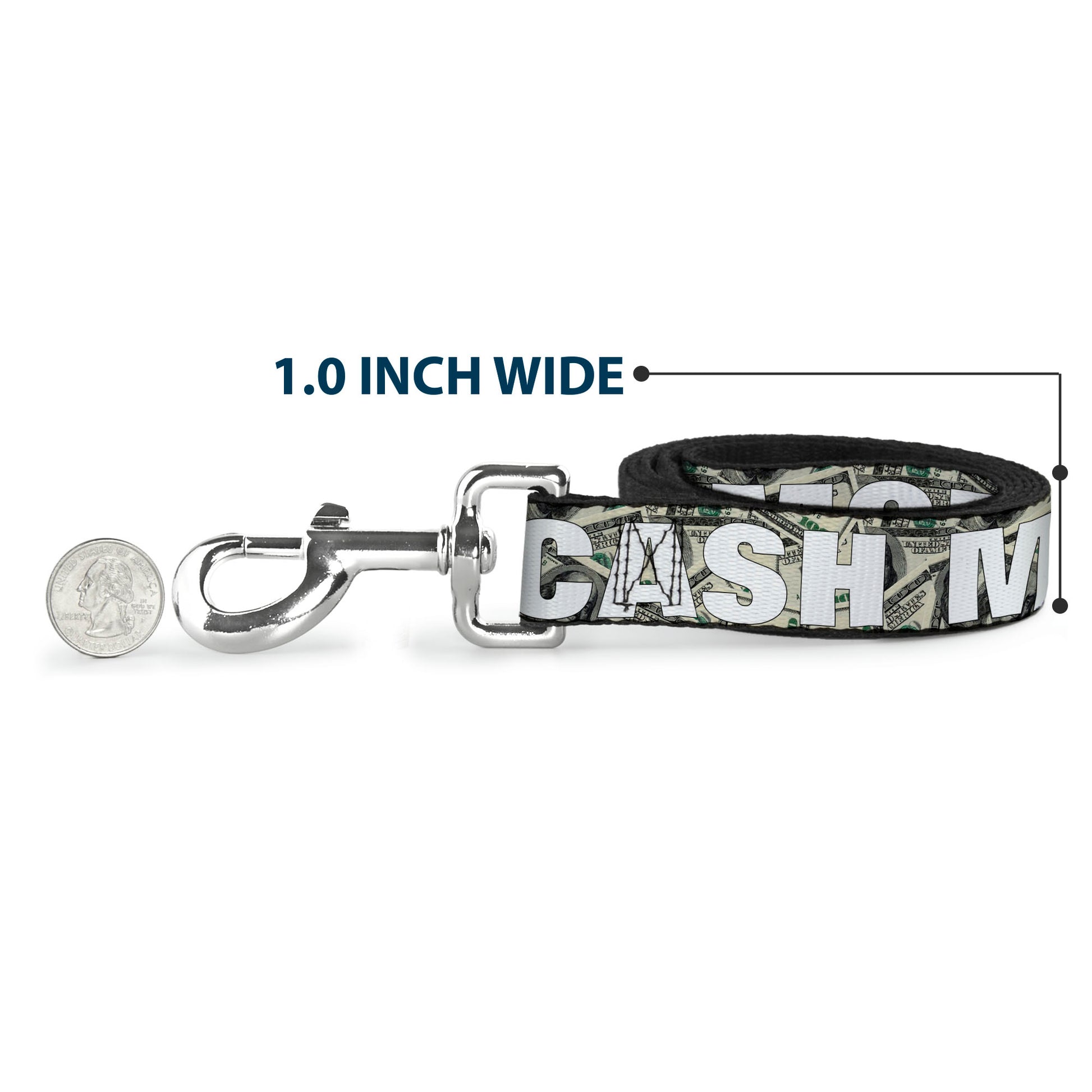 Dog Leash - CASH MONEY $ Dollars/White Dog Leashes Buckle-Down