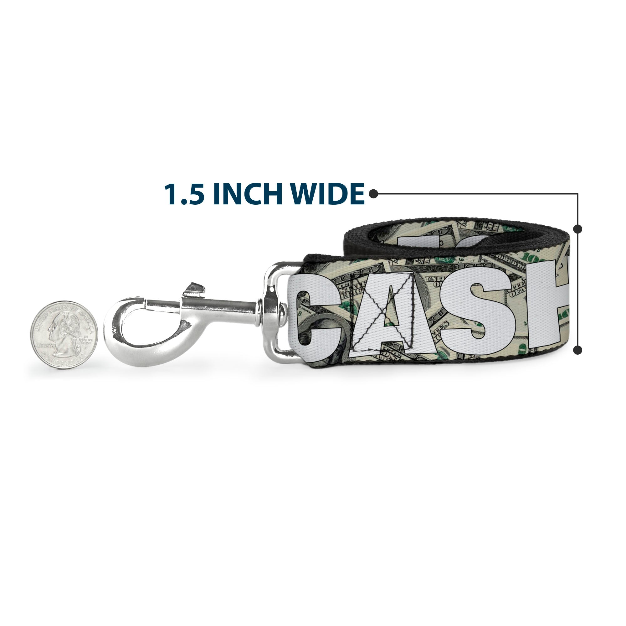 Dog Leash - CASH MONEY $ Dollars/White Dog Leashes Buckle-Down