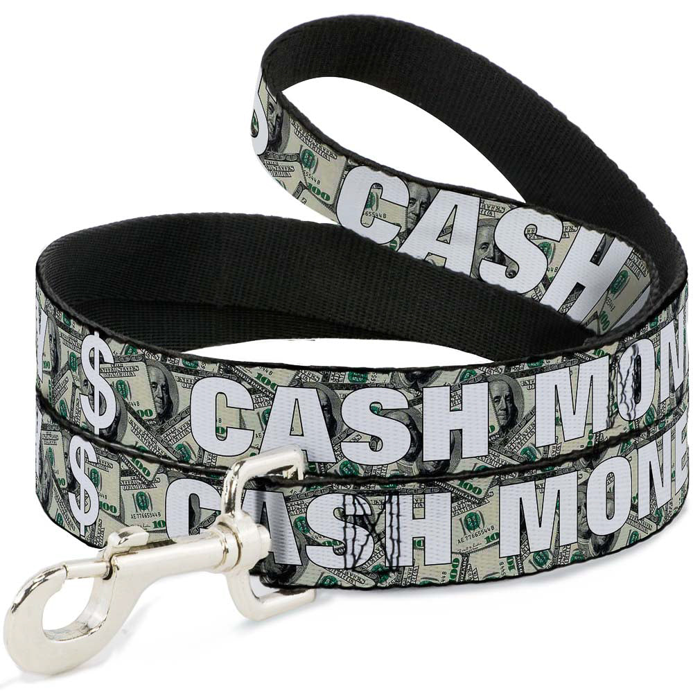 Dog Leash - CASH MONEY $ Dollars/White Dog Leashes Buckle-Down
