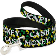 Dog Leash - CASH MONEY w/$$$ Black/White/Yellow/Green Dog Leashes Buckle-Down