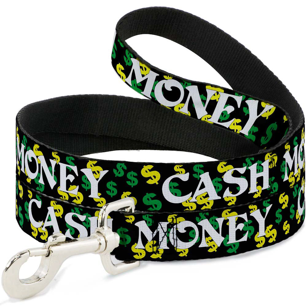 Dog Leash - CASH MONEY w/$$$ Black/White/Yellow/Green Dog Leashes Buckle-Down