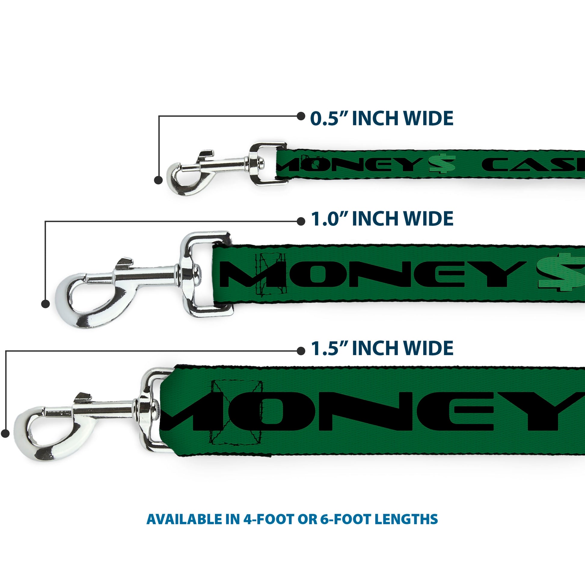 Dog Leash - CASH MONEY $ Green/Black Dog Leashes Buckle-Down