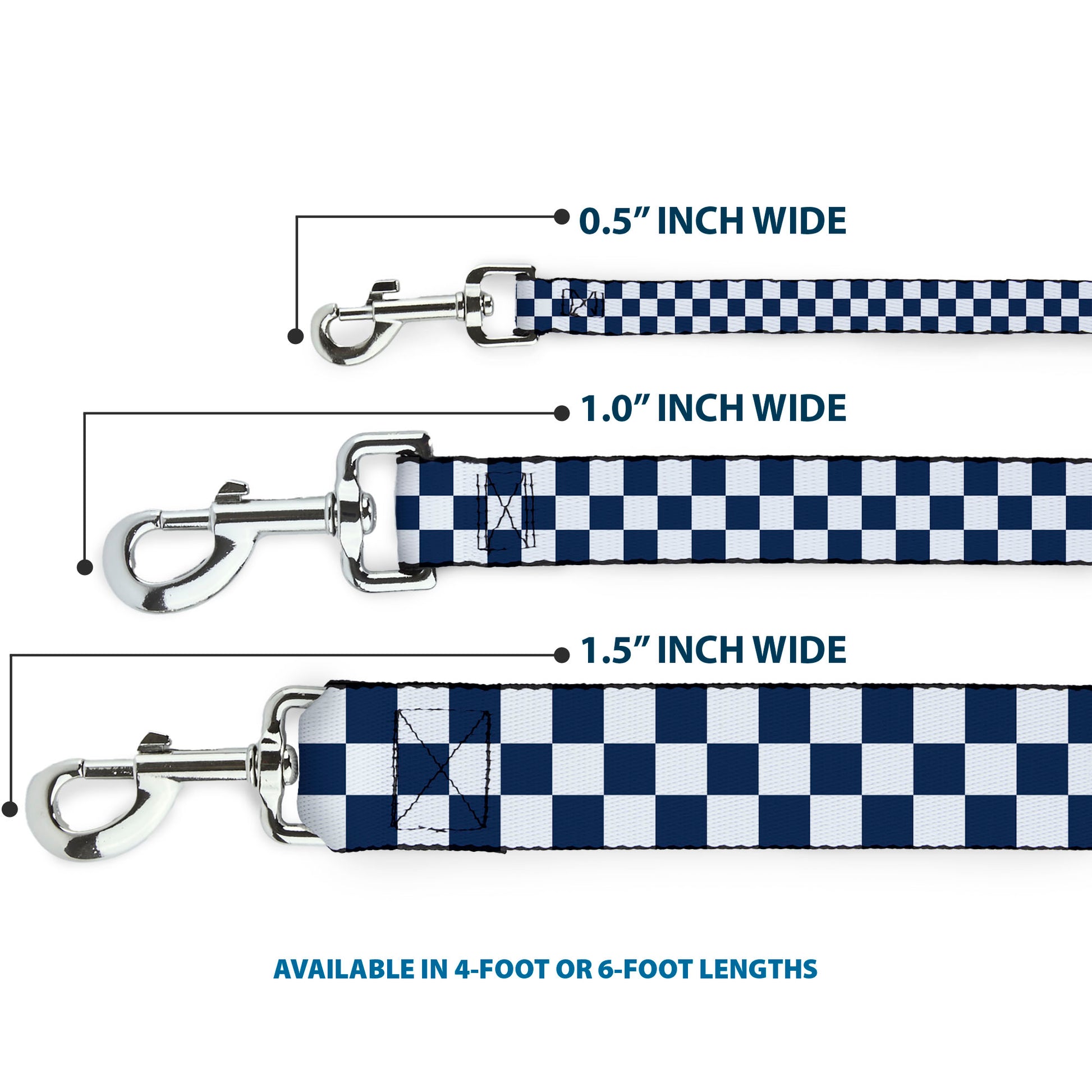 Dog Leash - Checker Sapphire Blue/White Dog Leashes Buckle-Down