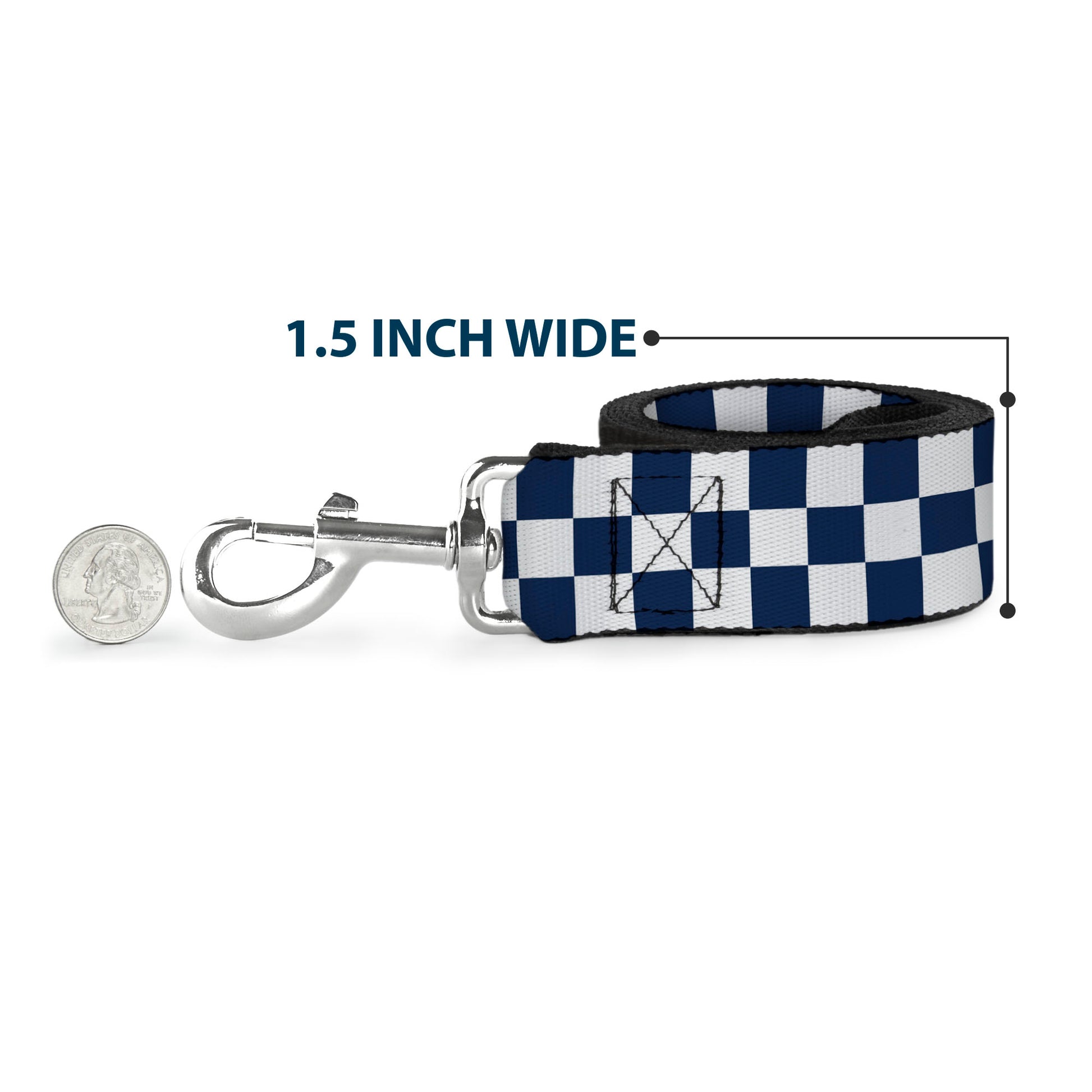 Dog Leash - Checker Sapphire Blue/White Dog Leashes Buckle-Down
